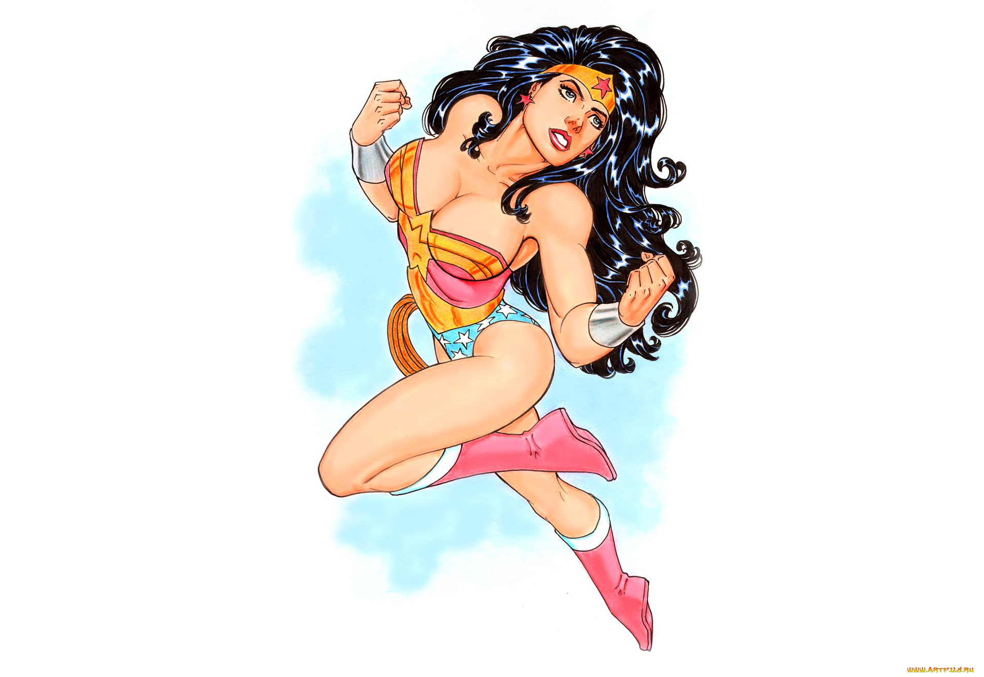 рисованное, комиксы, униформа, фон, девушка