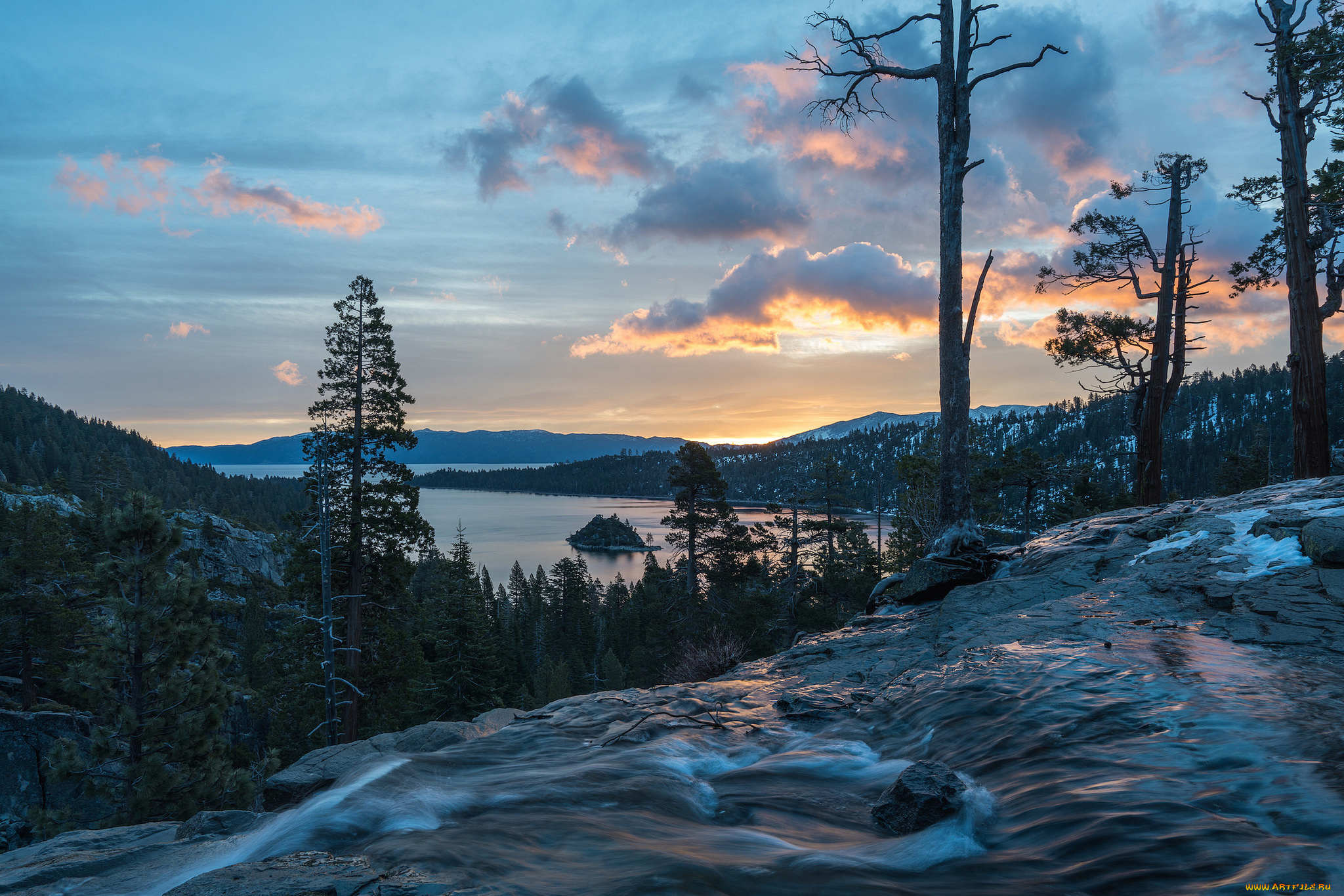 природа, пейзажи, california, lake, tahoe, водопады, игл, emerald, bay, state, park, озеро, тахо, панорама, eagle, falls, водопад, калифорния