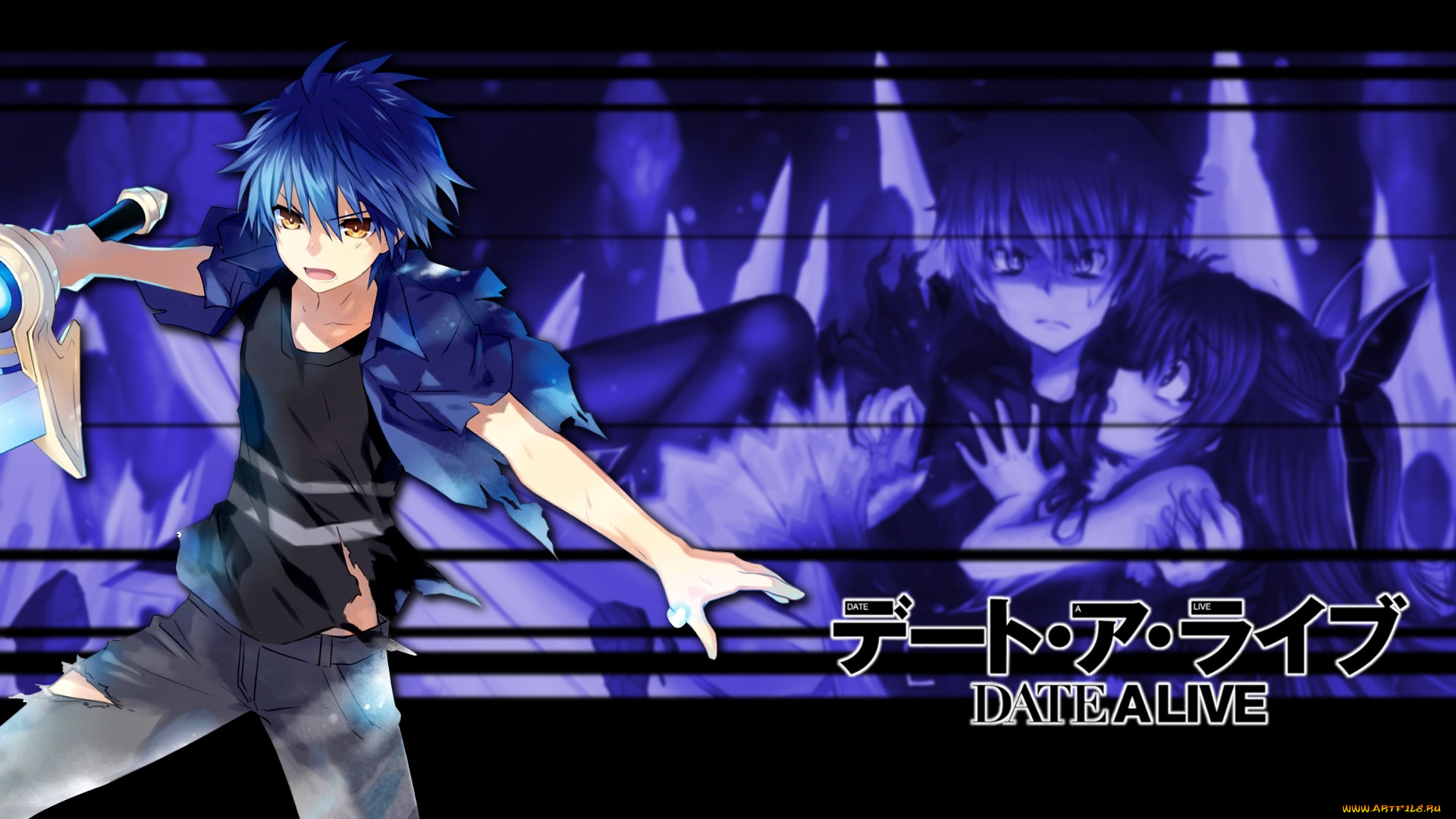 аниме, date, a, live, взгляд, девушка, фон