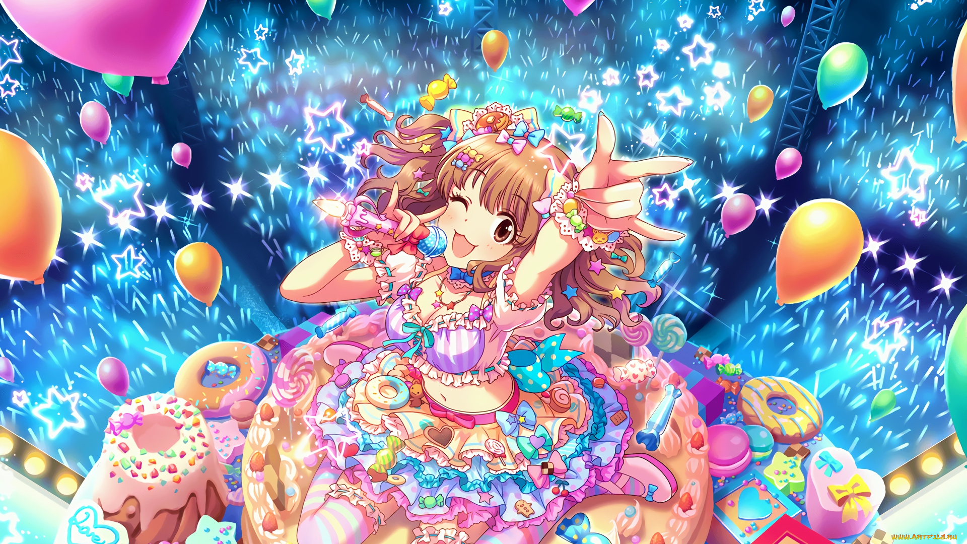 аниме, idolm@ster, фон, взгляд, девушка