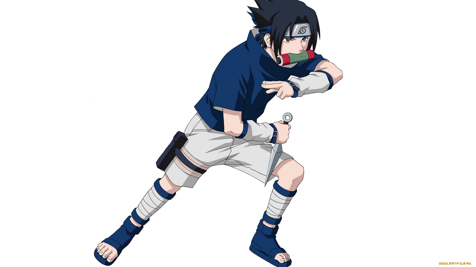 аниме, naruto, кунай, свиток, саске, учиха