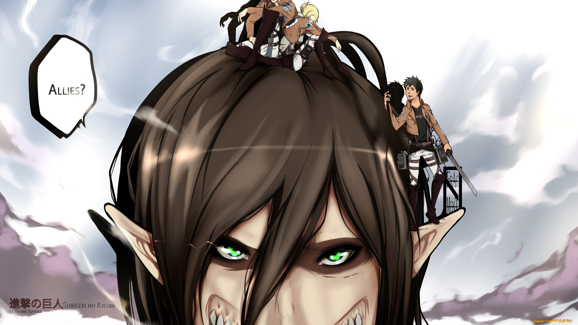 аниме, shingeki, no, kyojin, атака, титанов