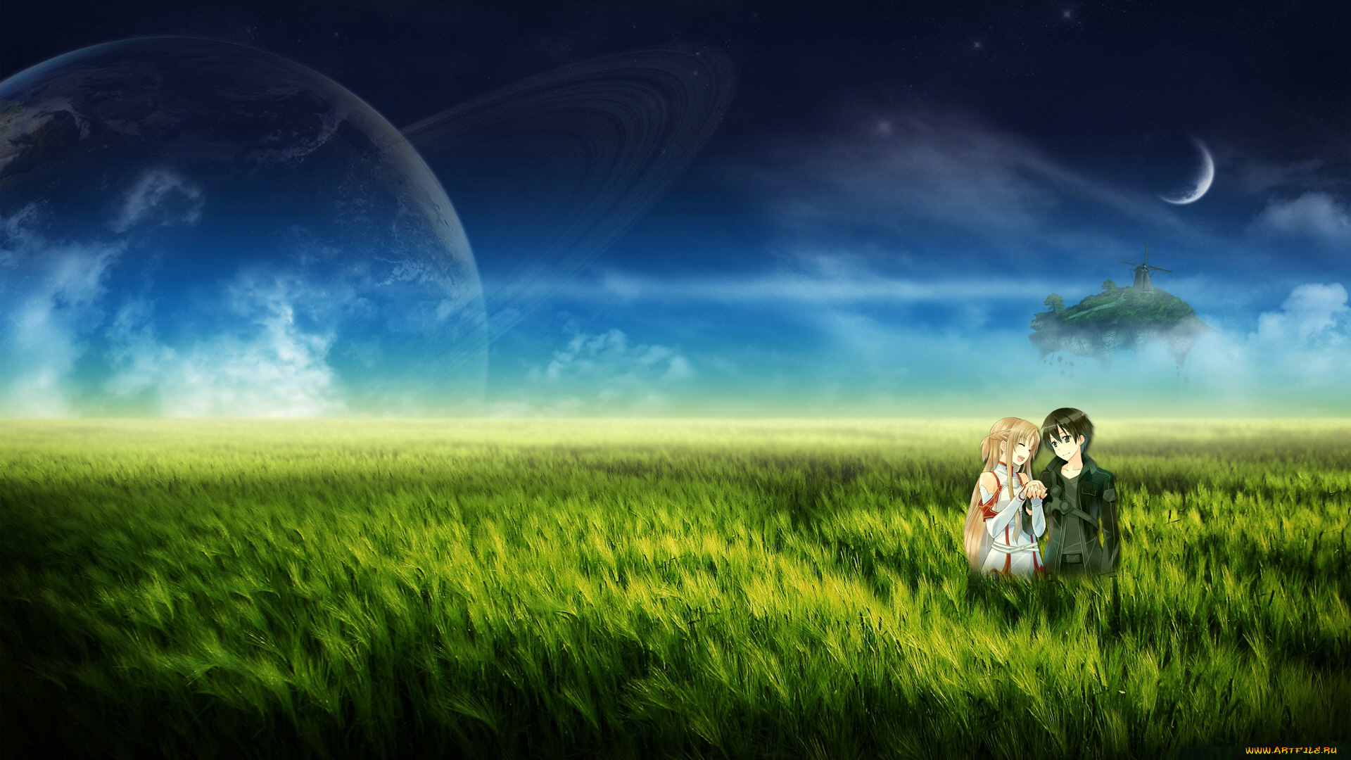 аниме, sword, art, online, пара