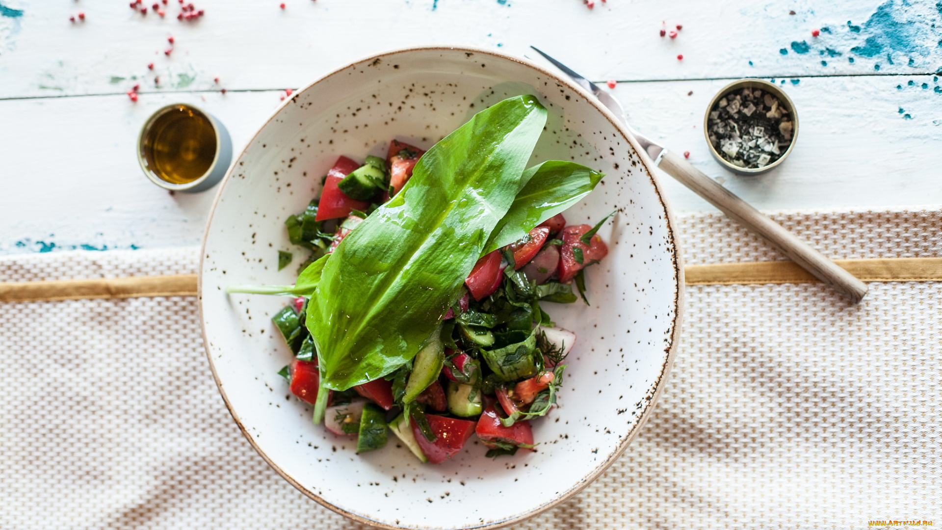 еда, салаты, , закуски, закуска, зелень, помидоры, салат