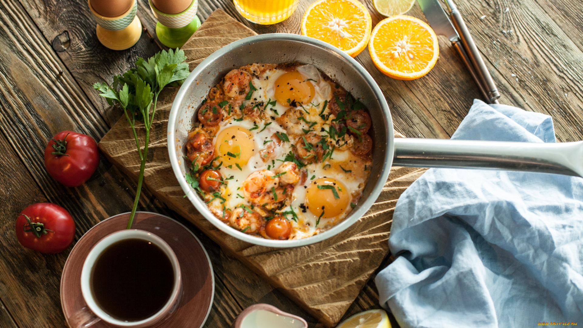 еда, Яичные, блюда, зелень, яйца, завтрак