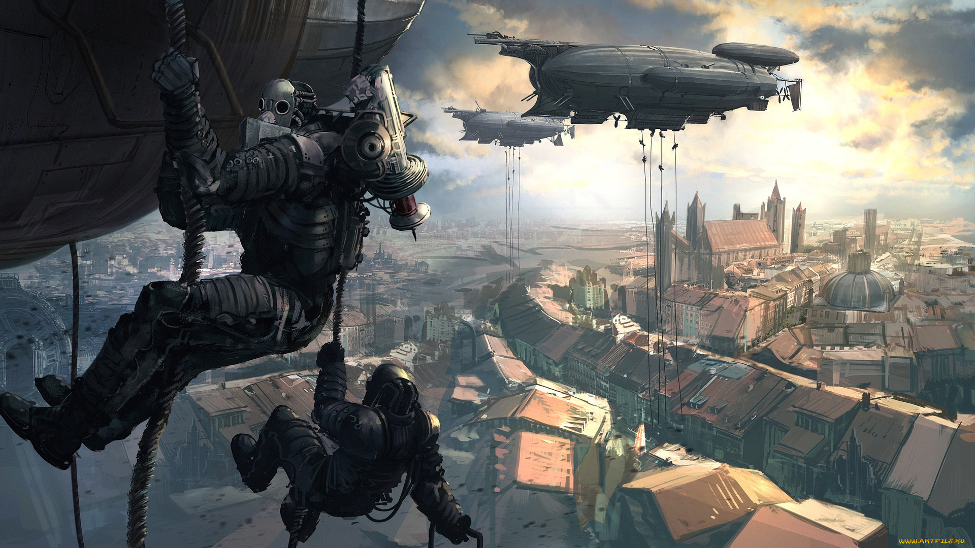 фэнтези, роботы, , киборги, , механизмы, thomas, perdido, street, station, высадка, город