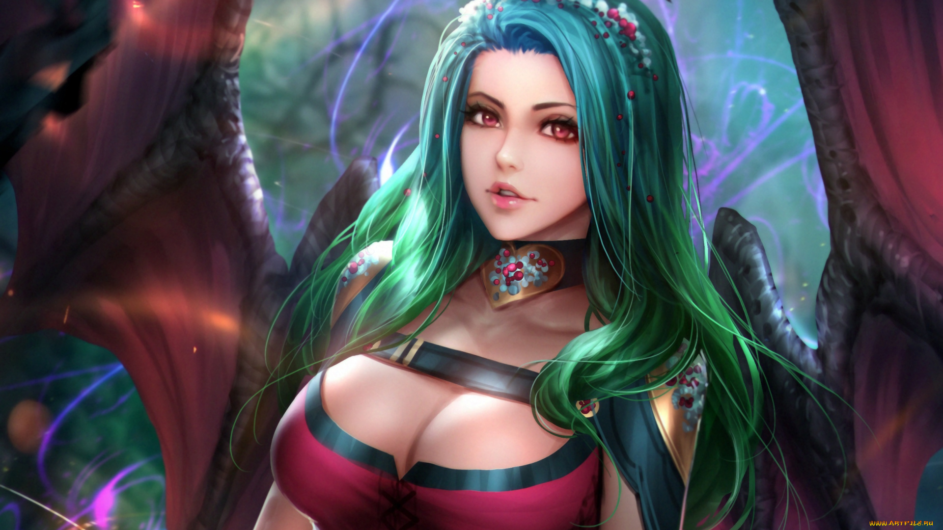 фэнтези, вампиры, взгляд, вампир, платье, девушка, evelyn, грудь, суккуб