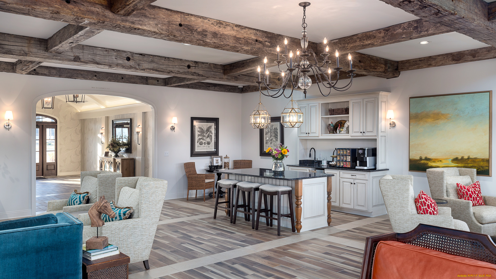 интерьер, кухня, стиль, стол, стулья