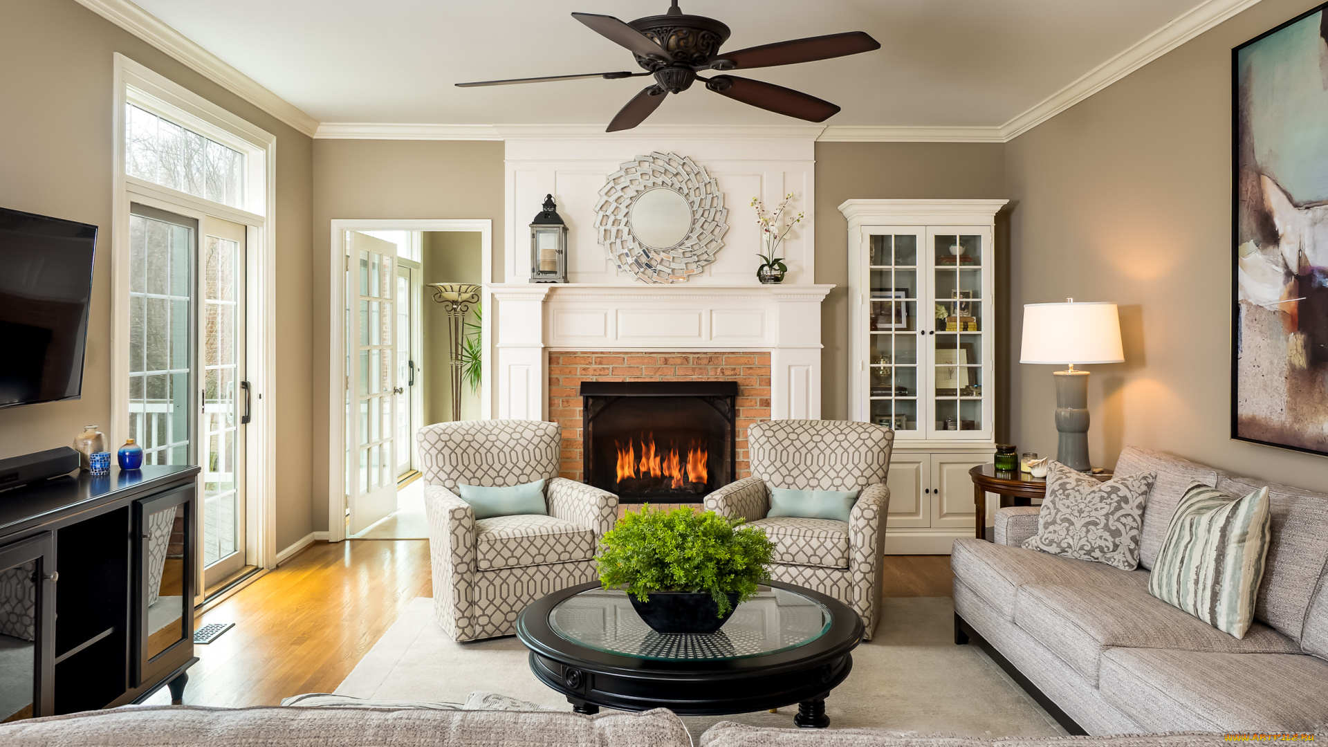 интерьер, спальня, colors, style, furniture, fireplace, living, room, цветы, стиль, мебель, камин, гостиная