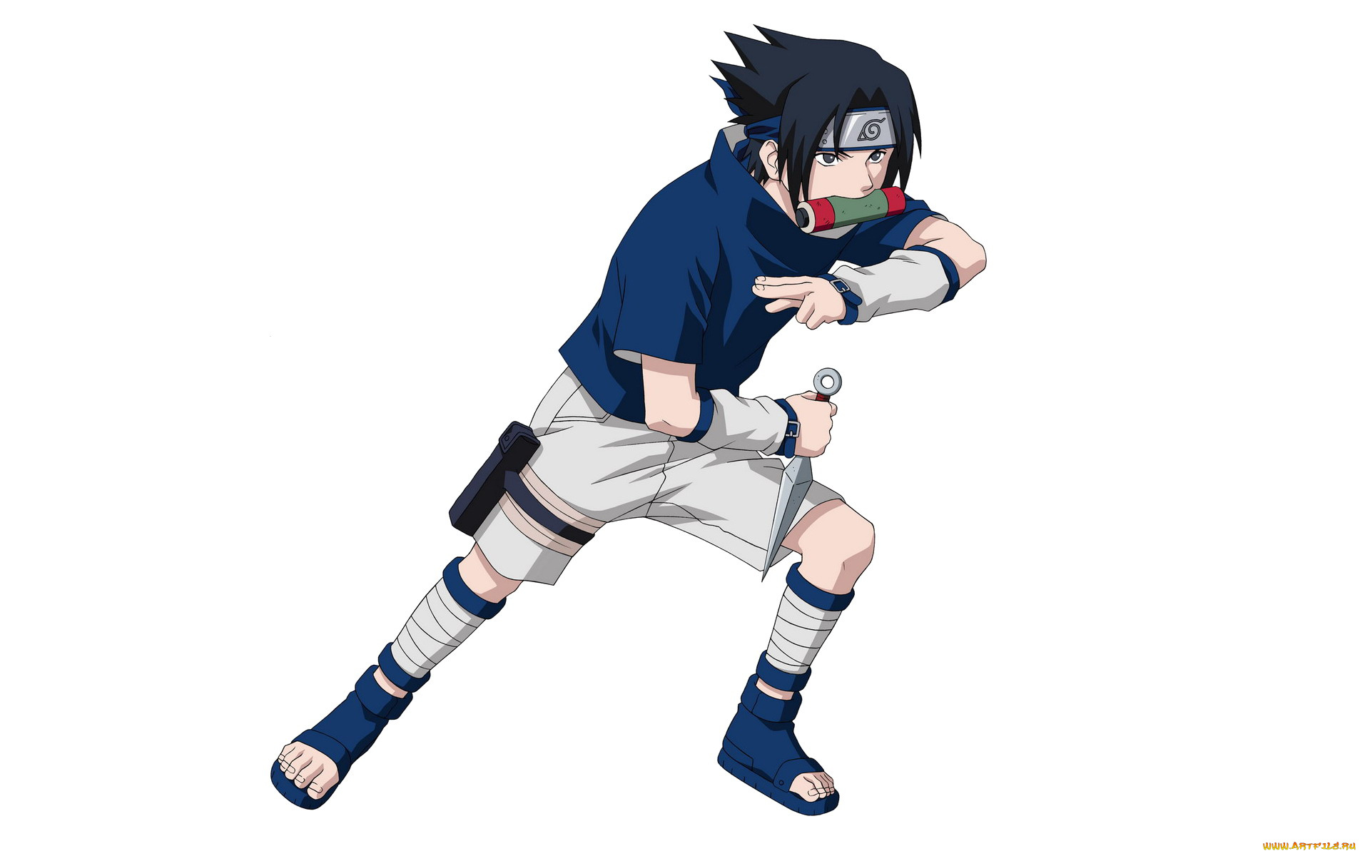 аниме, naruto, кунай, свиток, саске, учиха