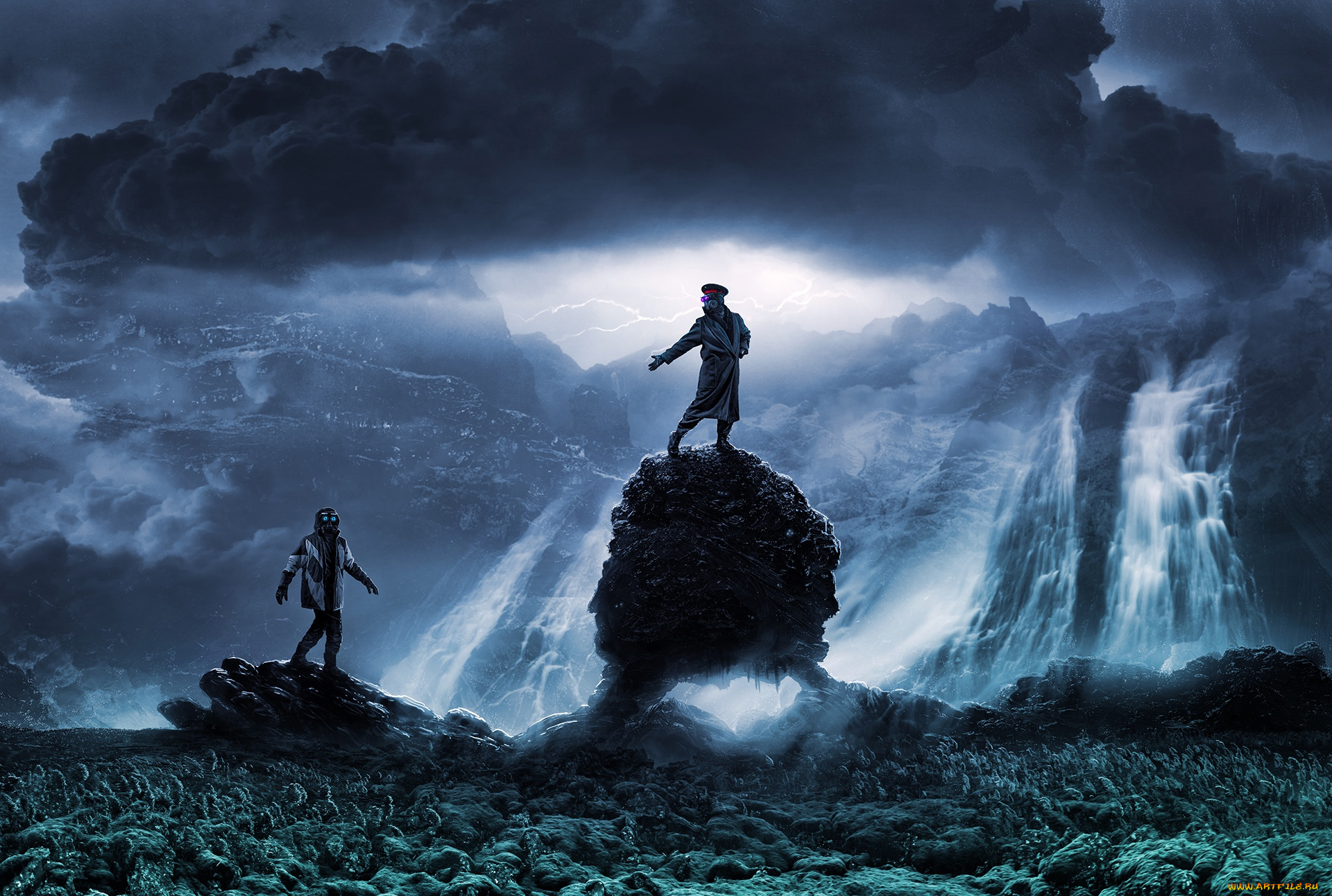 фэнтези, романтика, апокалипсиса, romantically, apocalyptic, противогазы, романтика, апокалипсиса, люди, art, zee, captain, луна, фантастика