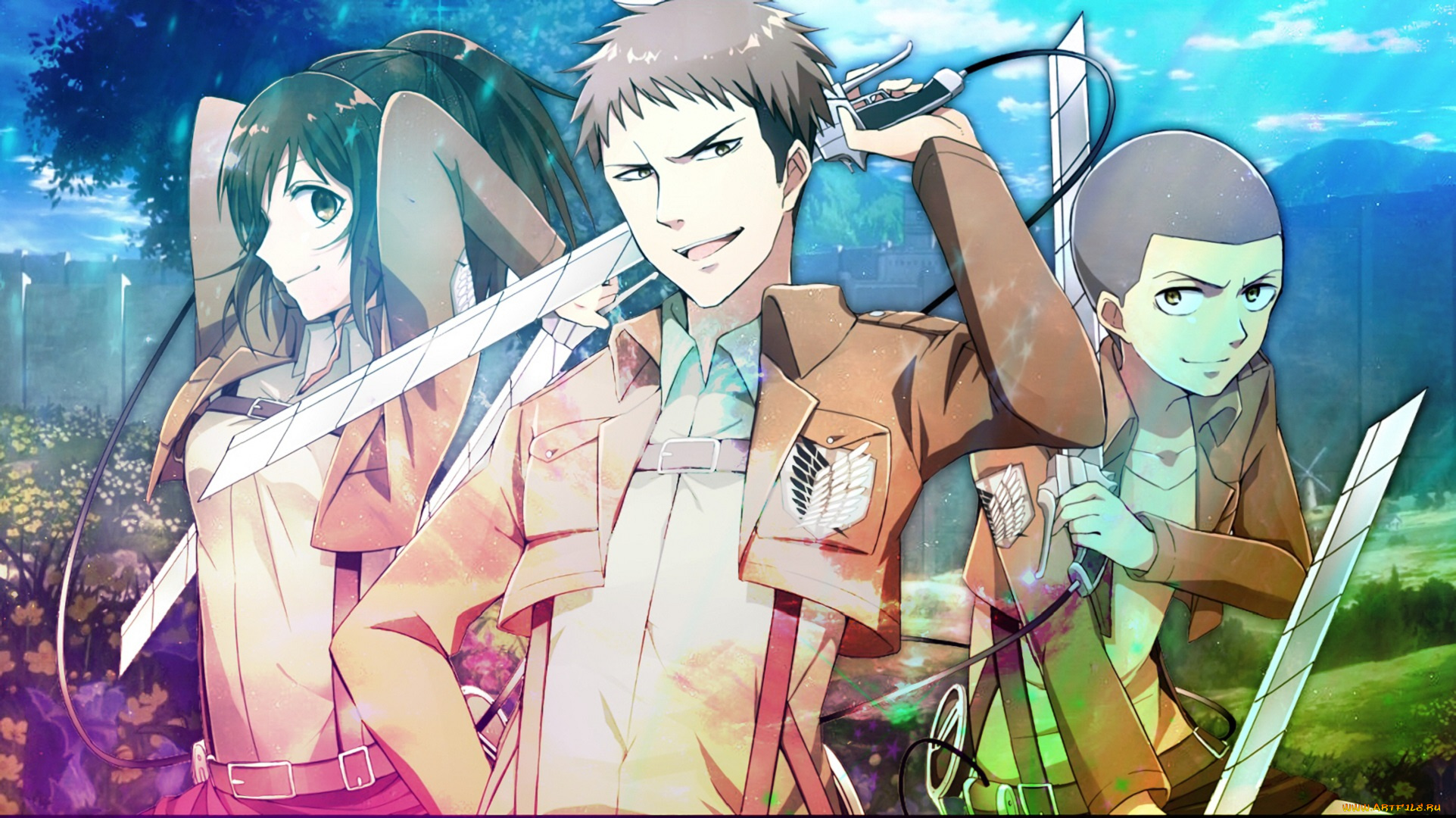 аниме, shingeki, no, kyojin, атака, титанов