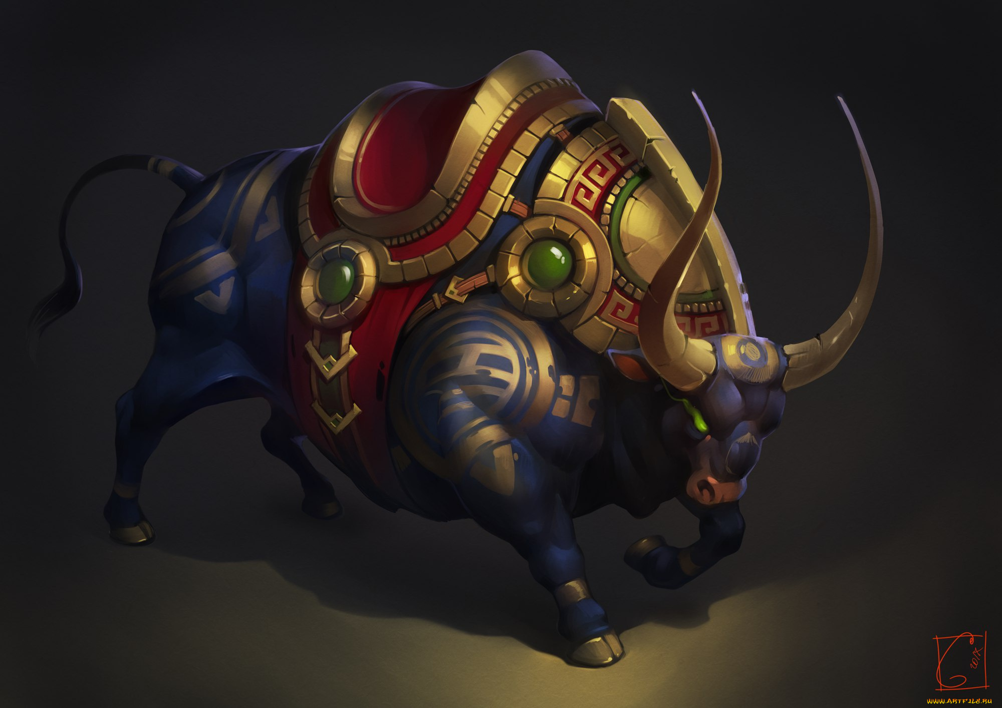 фэнтези, существа, александра, хитрова, рога, gaudibuendia, мощь, art, сила, бык, ездовой