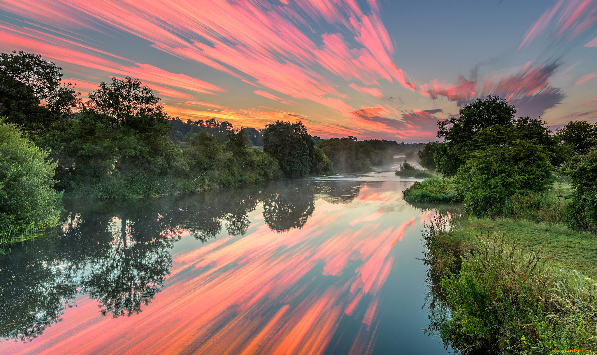 природа, реки, озера, лес, деревья, вода, поток, река