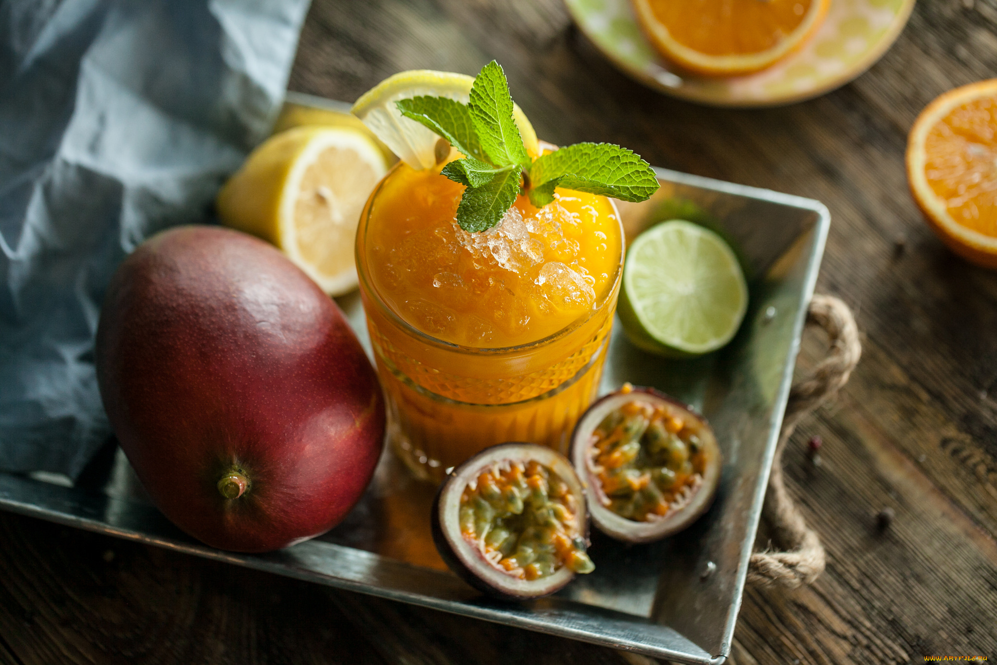 еда, напитки, фрукты, мята, лед, напиток