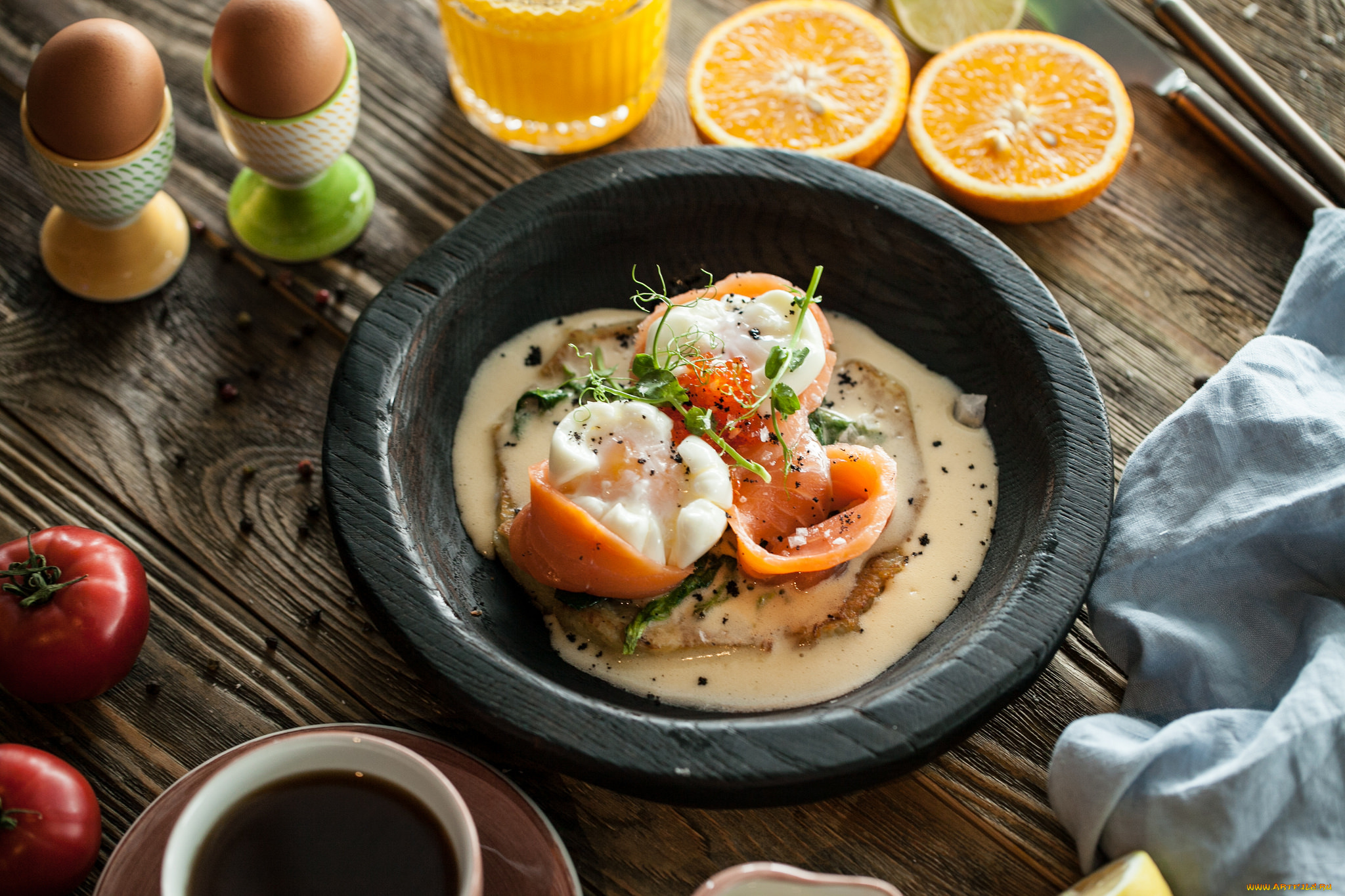 еда, рыбные, блюда, , с, морепродуктами, блюдо, зелень, рыба, лосось, яйцо