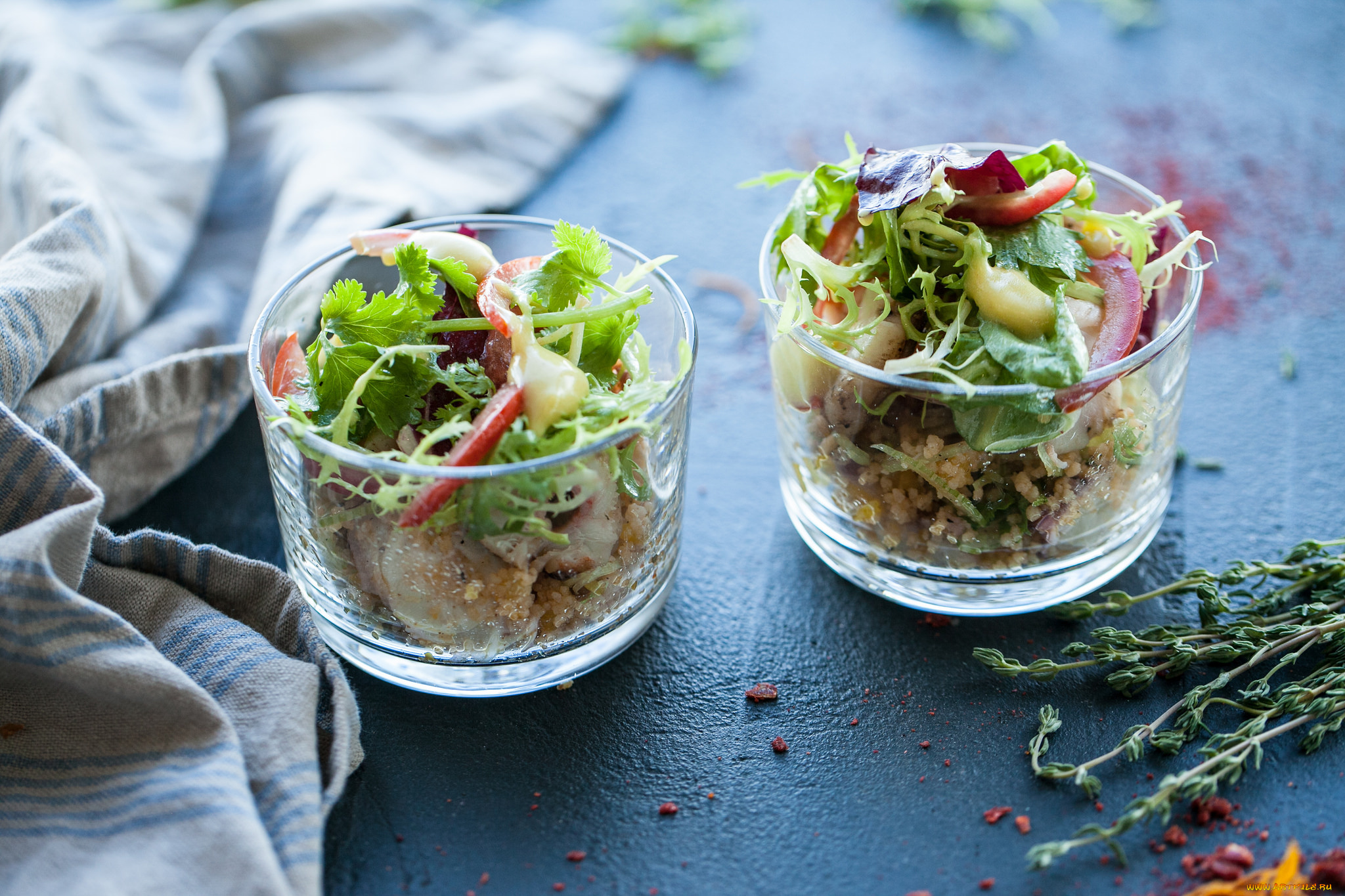 еда, салаты, , закуски, закуска, салат, бокал, зелень