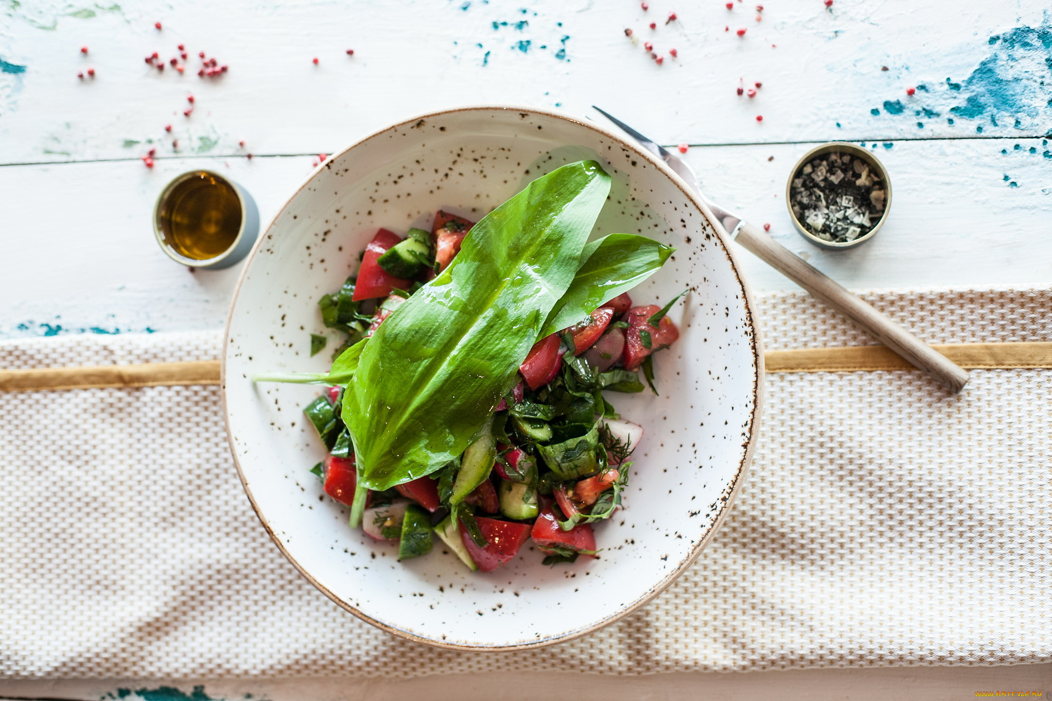 еда, салаты, , закуски, закуска, зелень, помидоры, салат