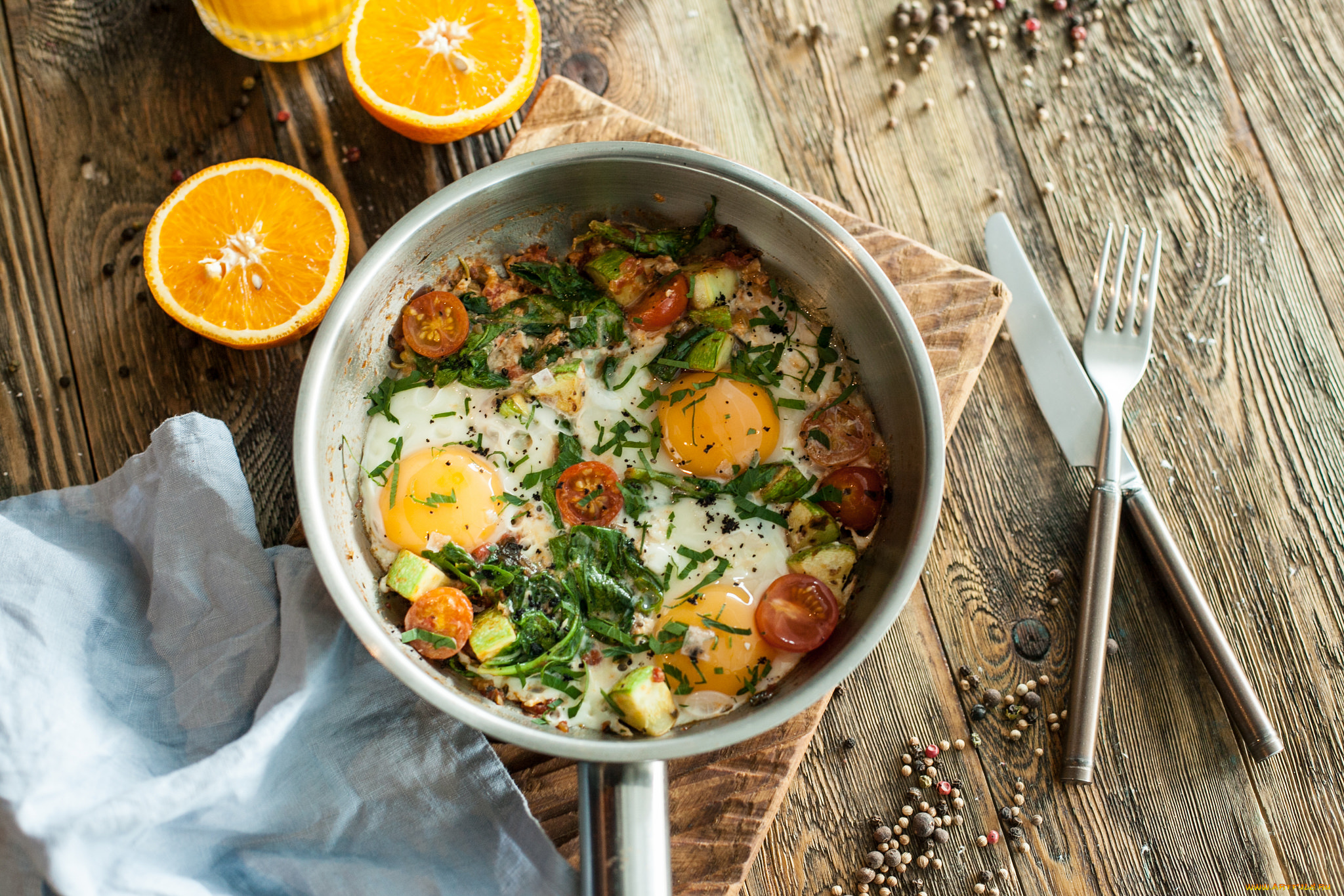 еда, Яичные, блюда, яйцо, завтрак, блюдо, зелень, цитрус