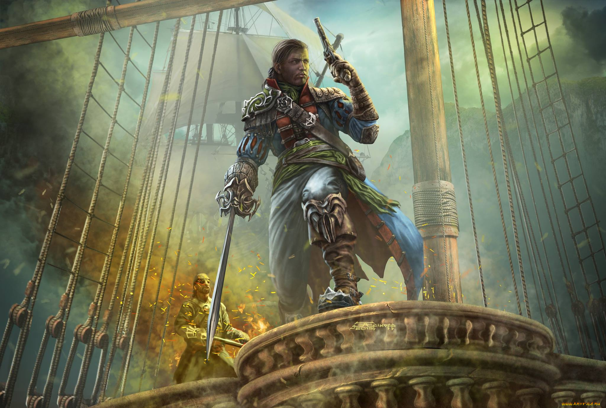 фэнтези, люди, парусник, квартирмейстер, quartermaster, edikt, art