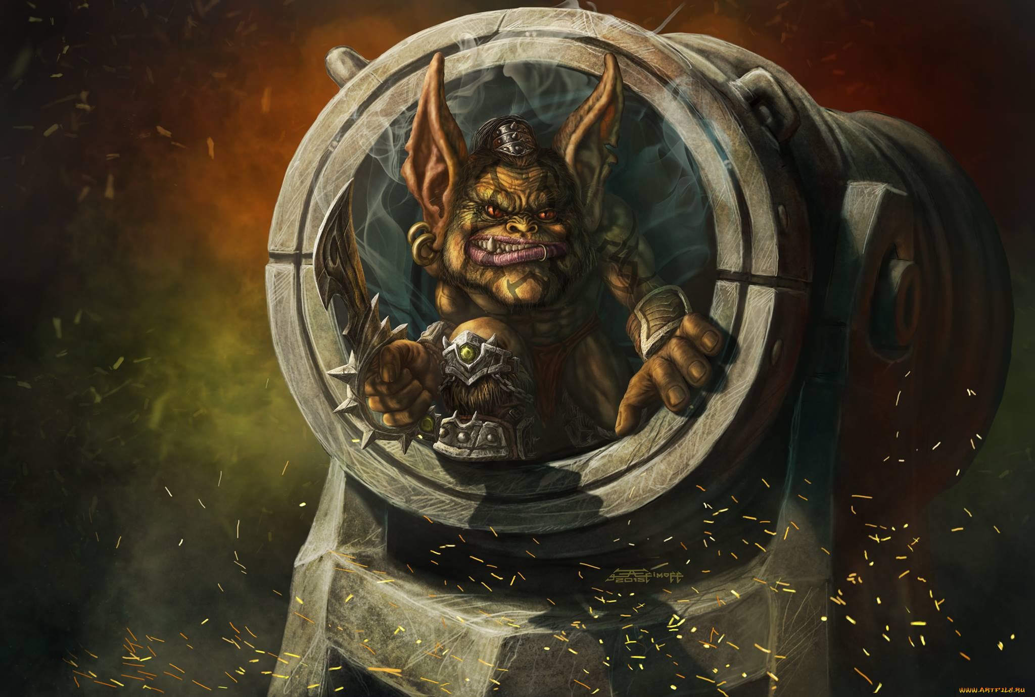 фэнтези, существа, существо, монстр, пушка, edikt, art, gremlin, гремлин