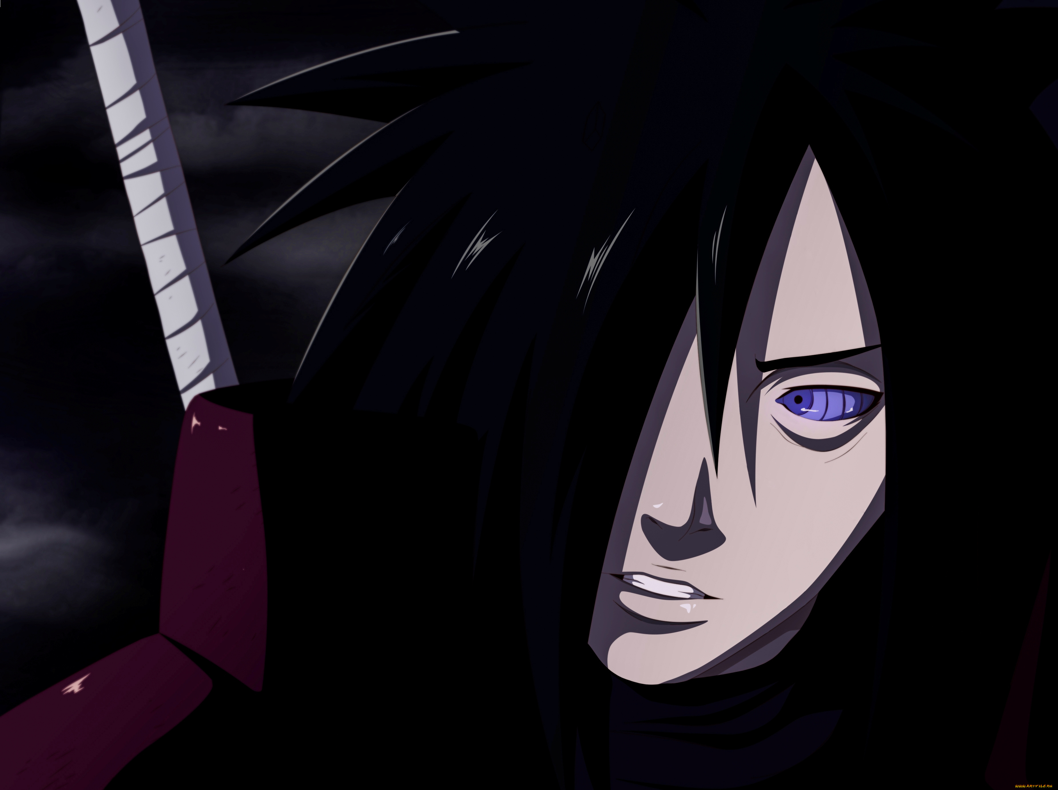 аниме, naruto, взгляд, мадара, учиха