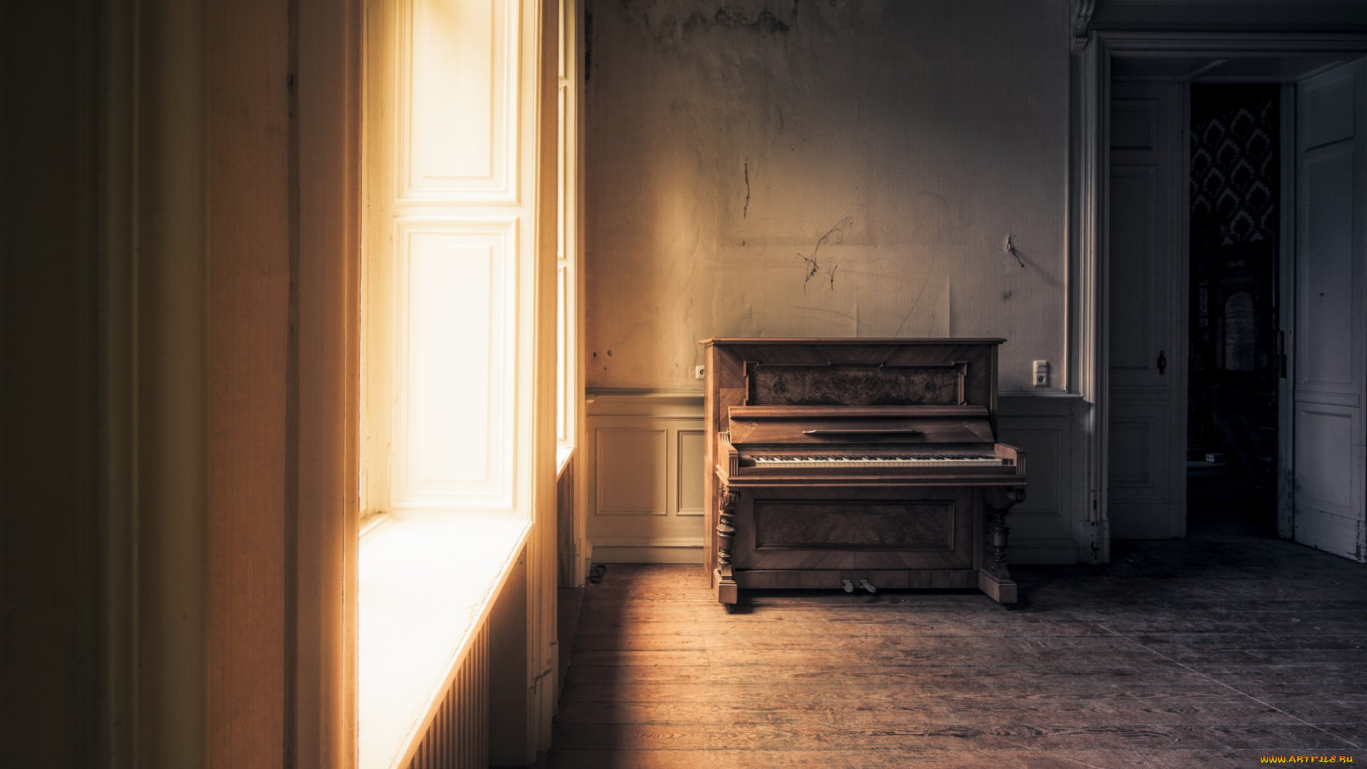 музыка, -музыкальные, инструменты, комната, пианино, окно