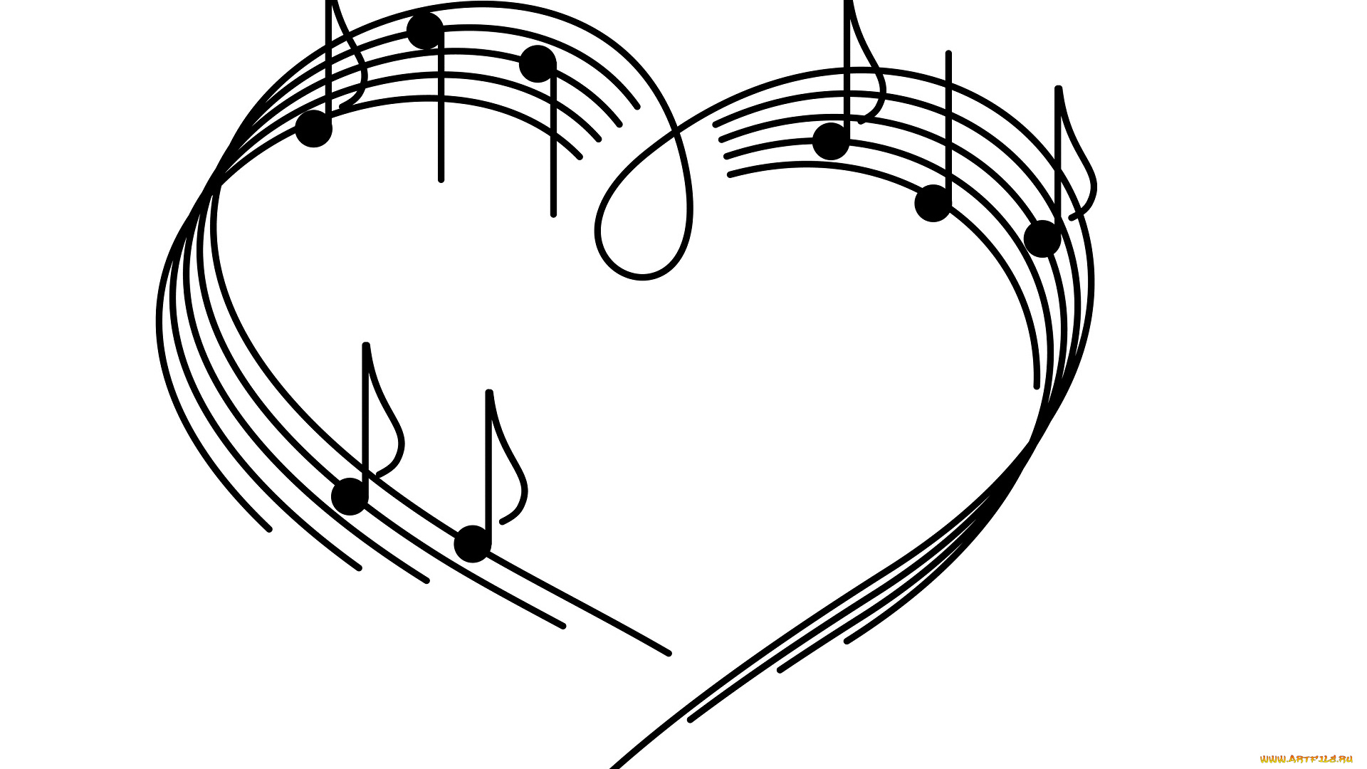 векторная, графика, другое, , other, ноты, сердце