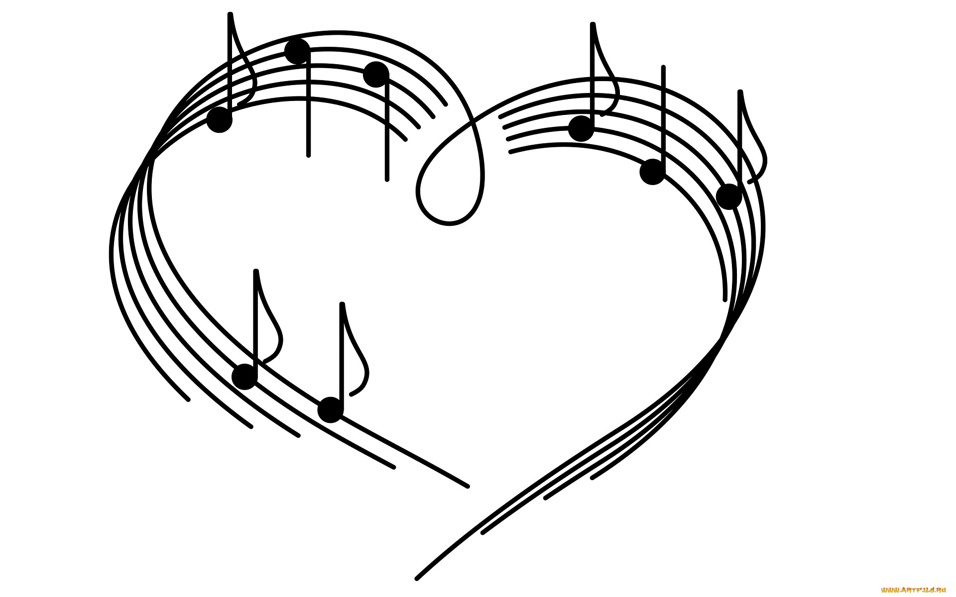 векторная, графика, другое, , other, ноты, сердце