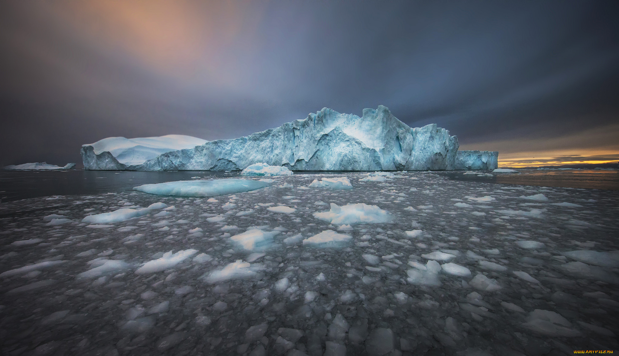 природа, айсберги, и, ледники, простор