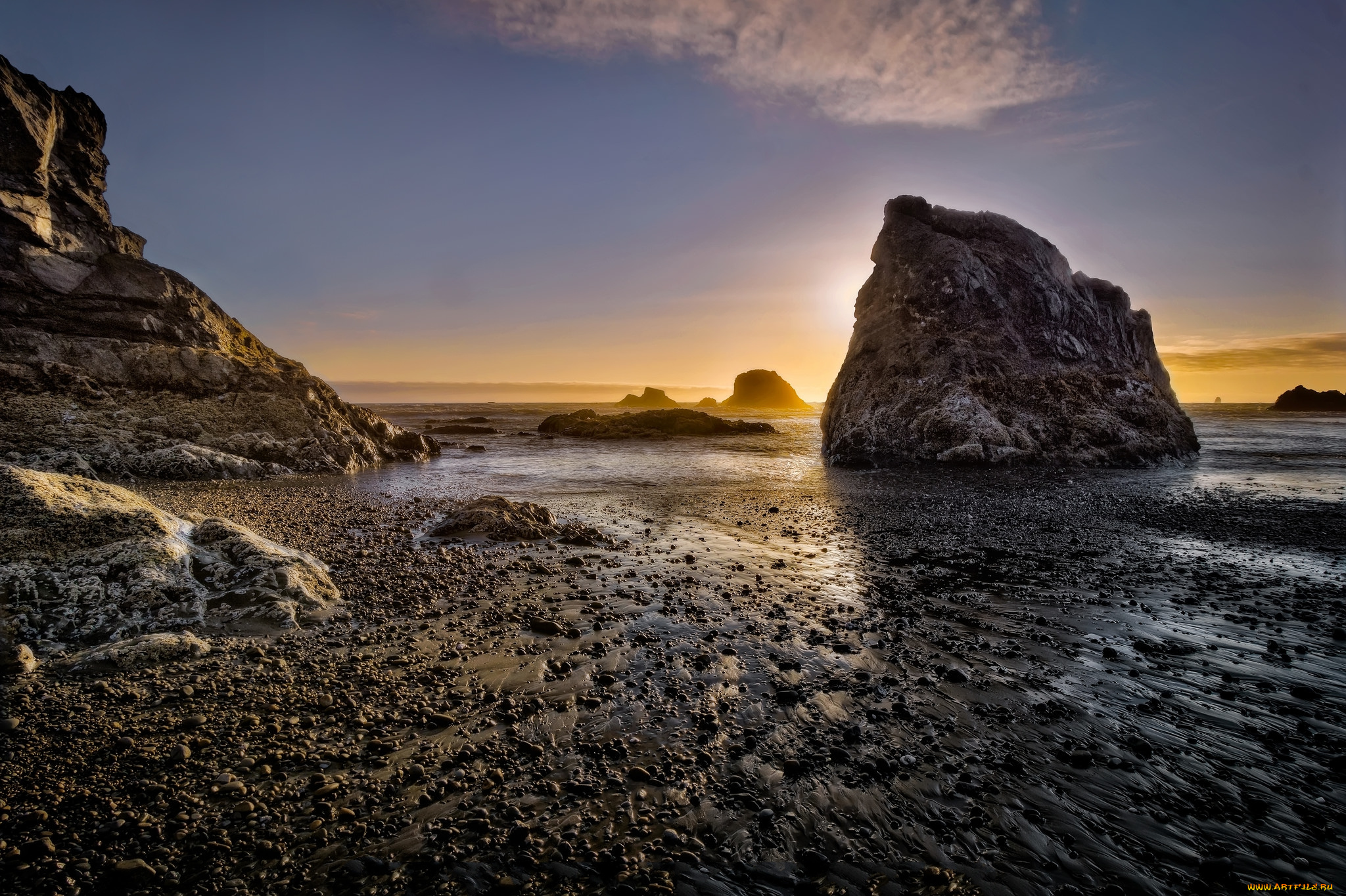 природа, побережье, простор