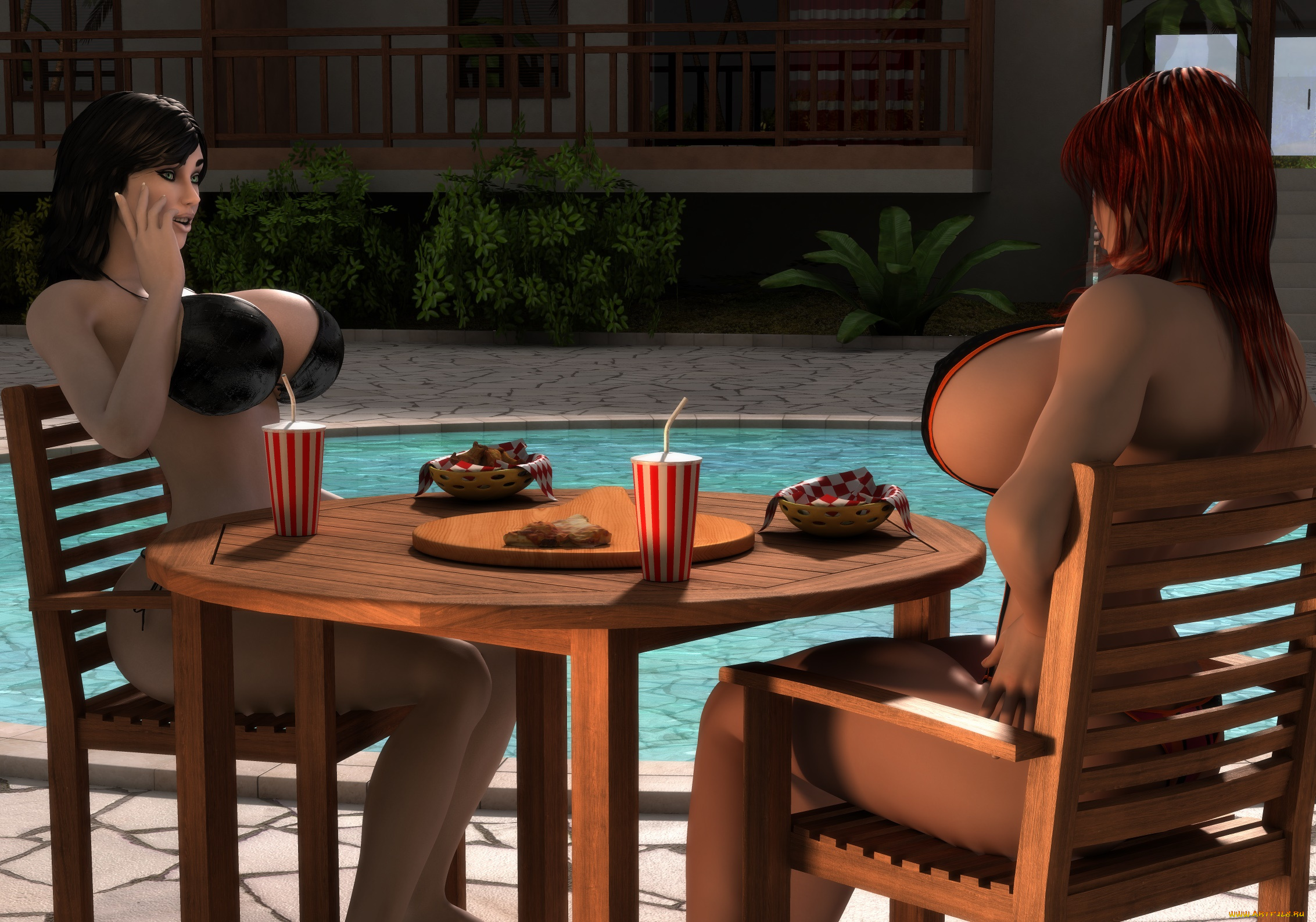 3д, графика, люди, , people, девушки, взгляд, фон