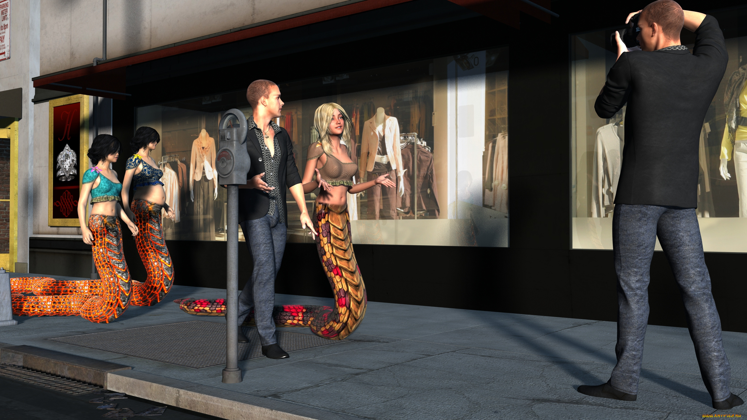 3д, графика, существа, , creatures, девушки, взгляд, фон