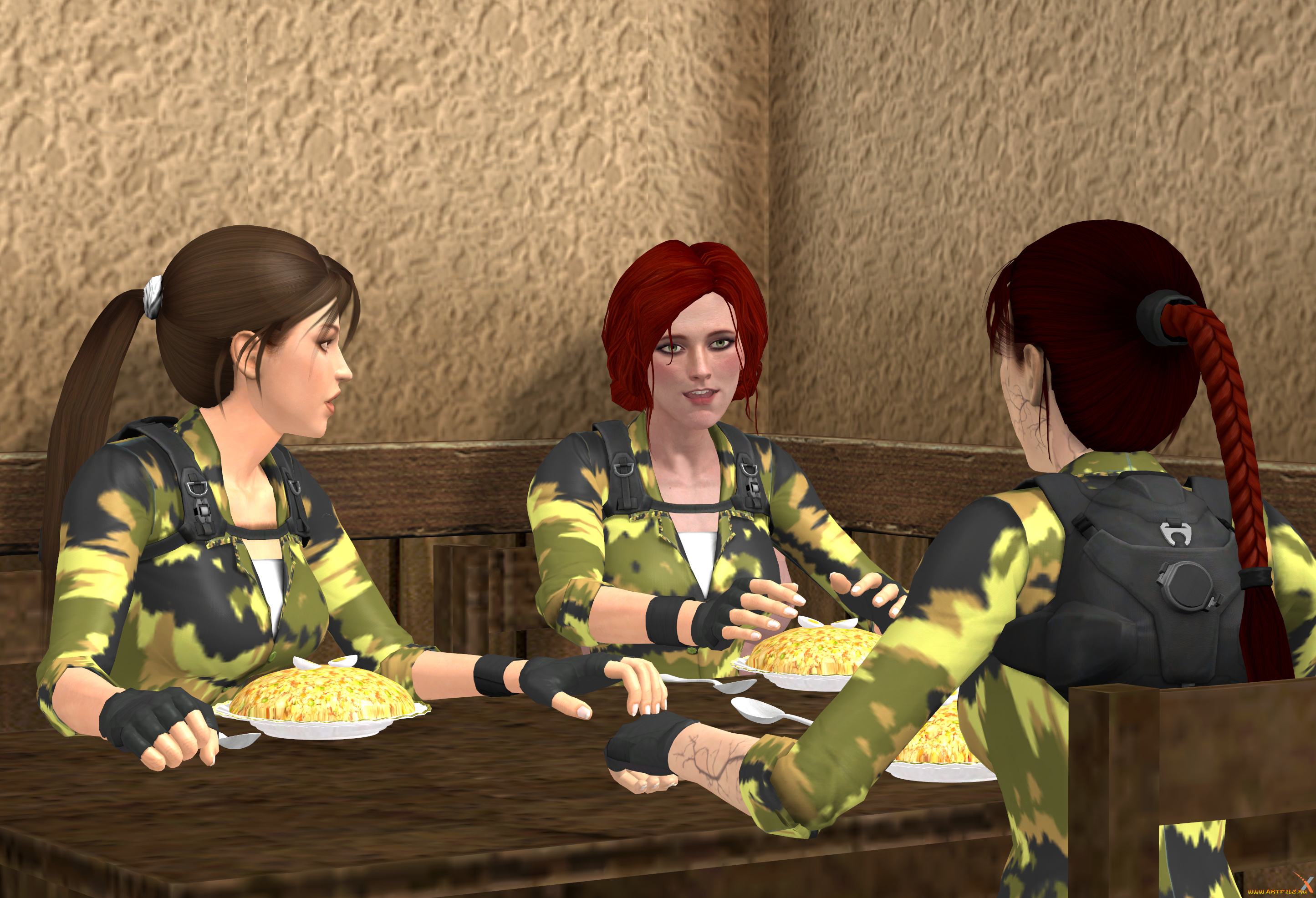 3д, графика, армия, , military, фон, взгляд, девушки