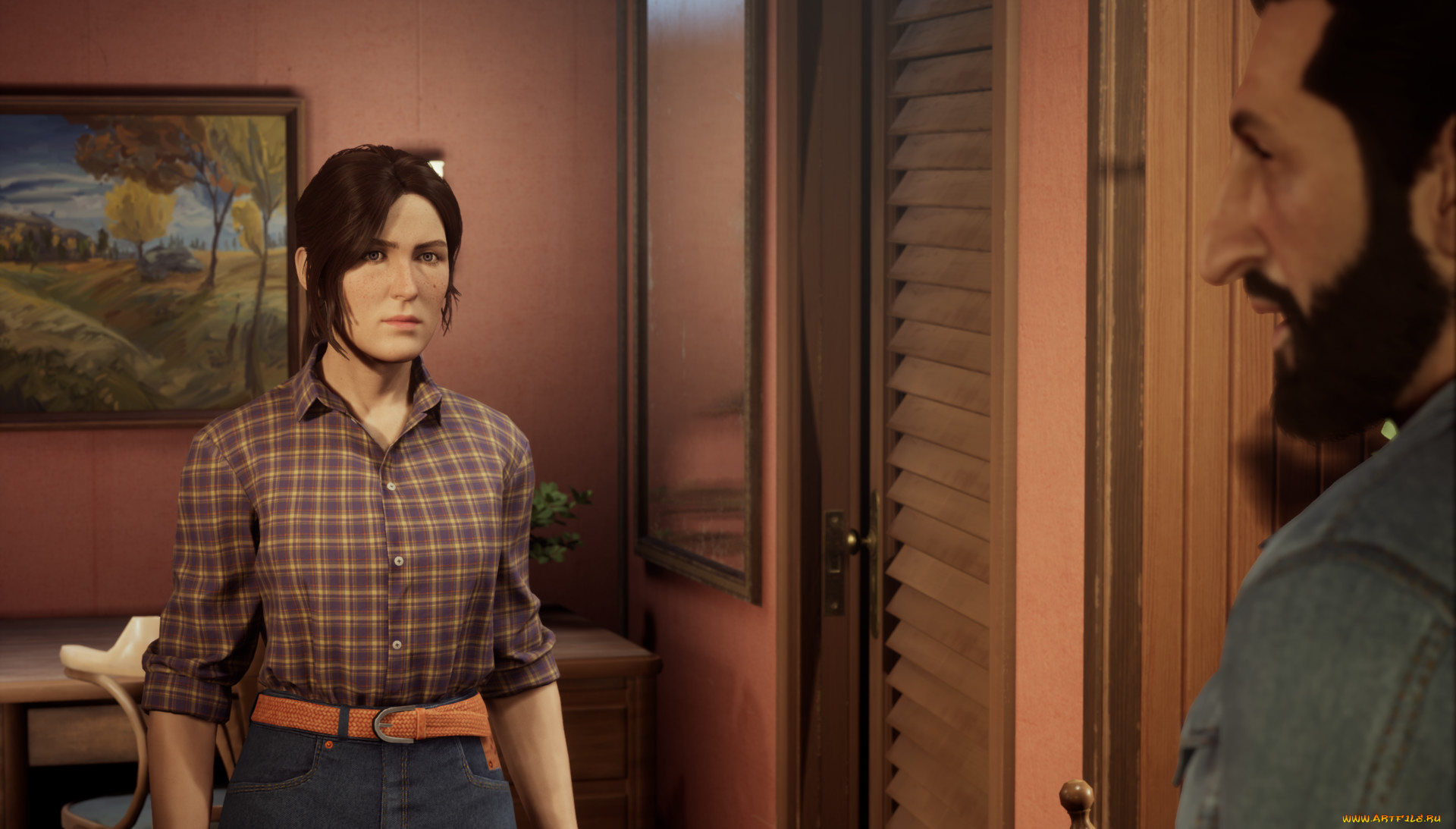 видео, игры, a, way, out, разговор, комната, мужчина, женщина