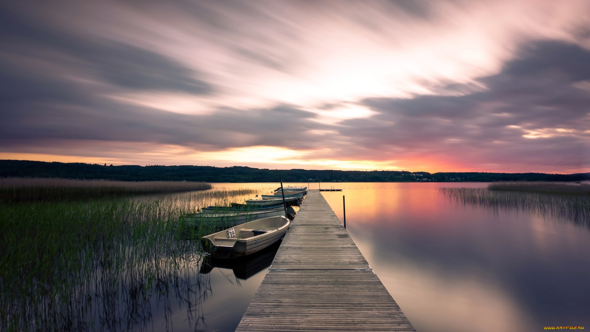 корабли, лодки, , шлюпки, река, мостки, закат