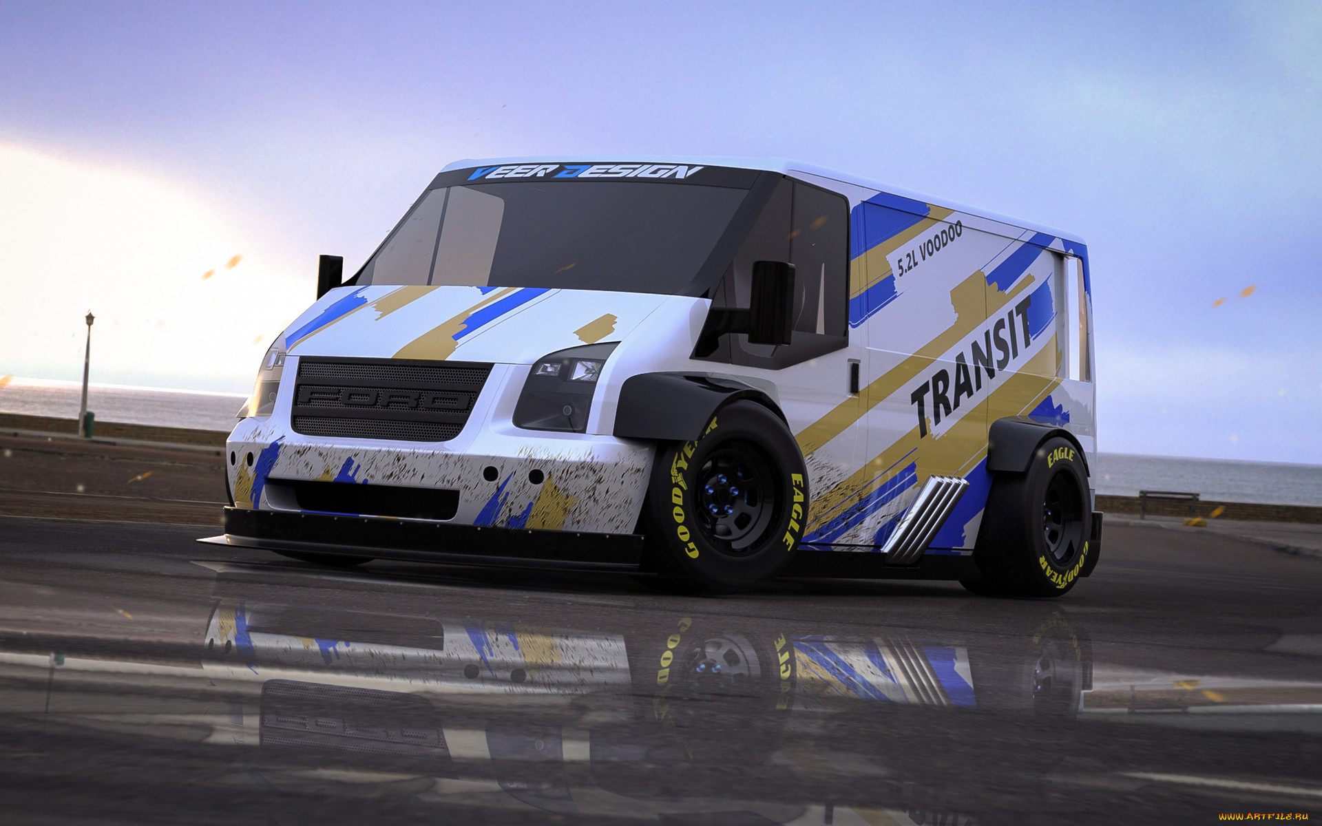 ford, transit, автомобили, 3д, ford, transit, крутой, гоночный, фургон
