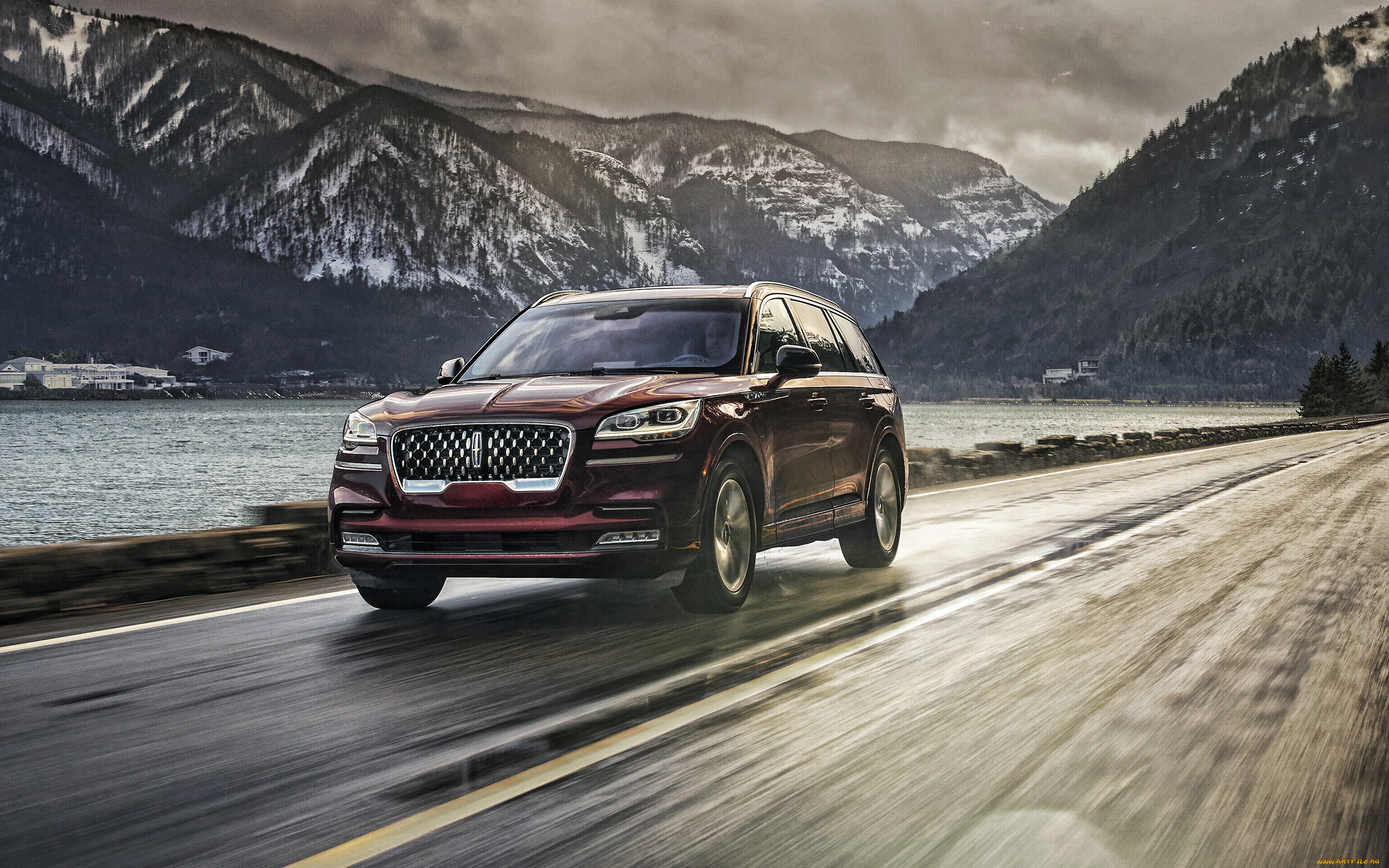 2020, lincoln, aviator, автомобили, lincoln, 2020, aviator, вид, спереди, экстерьер, люксовый, внедорожник, новый, бордовый, американские