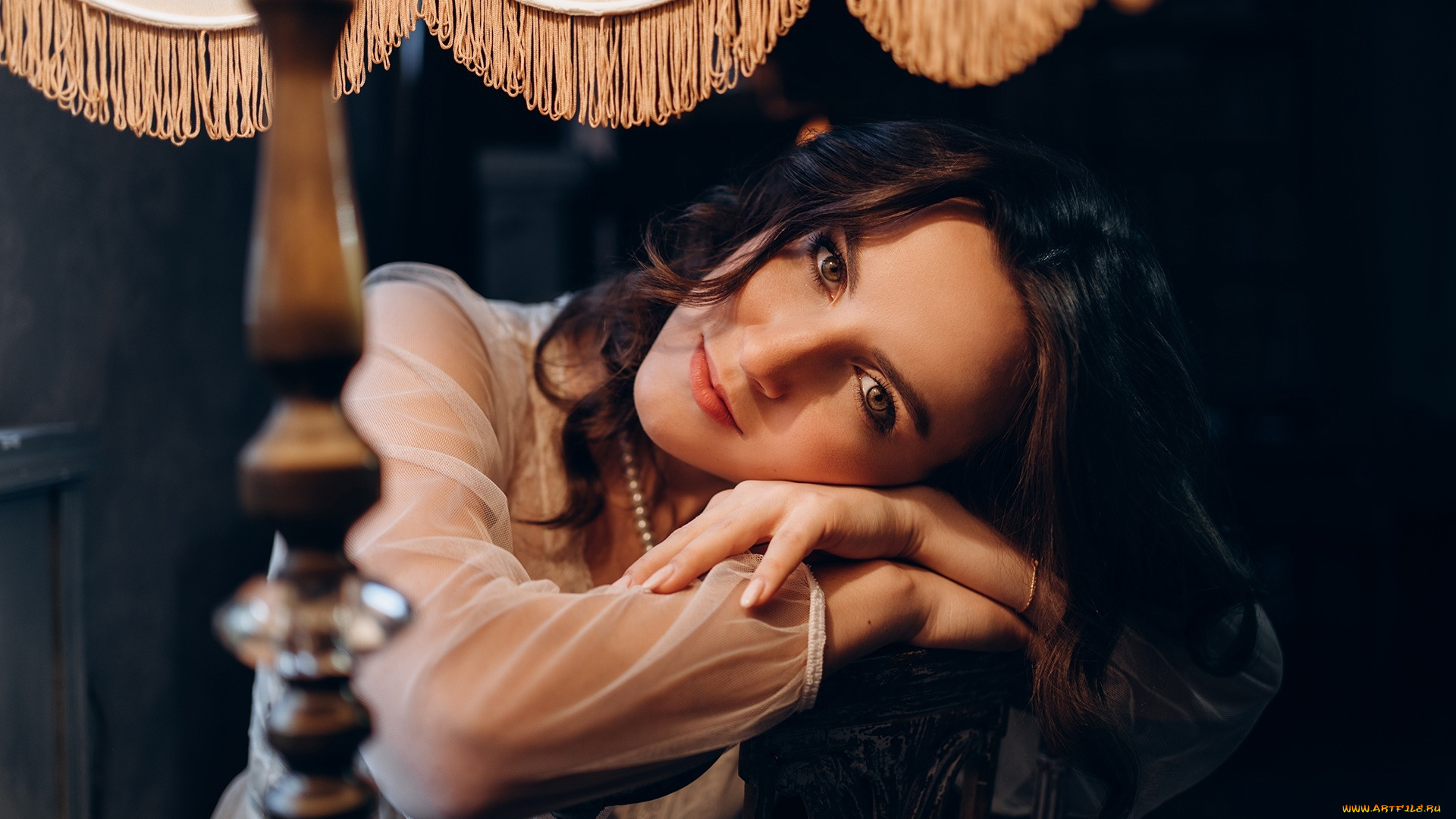 девушки, -, брюнетки, , шатенки, торшер, абажур, брюнетка, поза