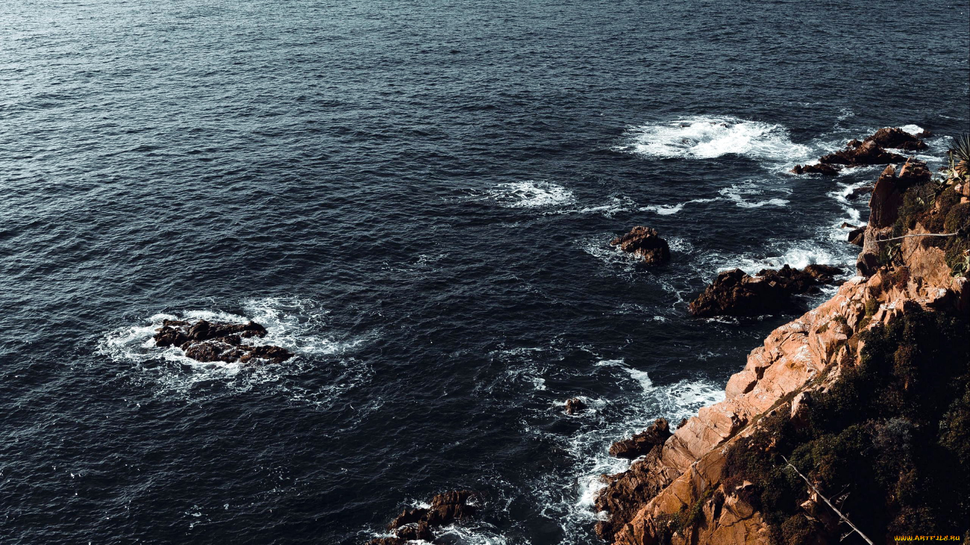 природа, побережье, скалы, вода