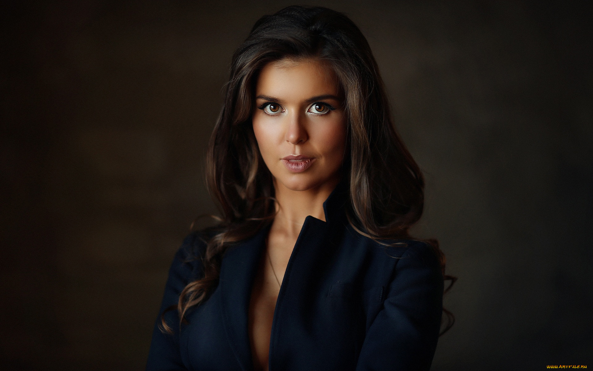девушки, -, лица, , портреты, брюнетка, взгляд