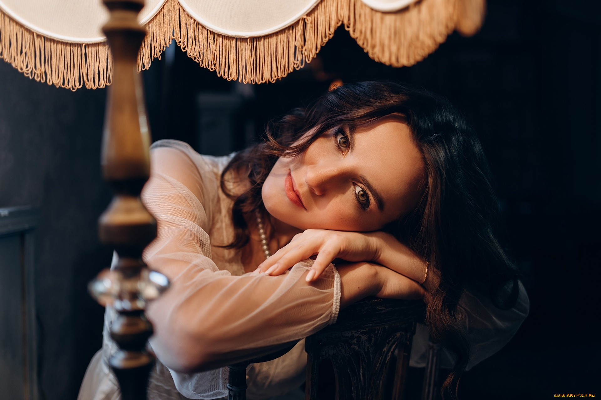 девушки, -, брюнетки, , шатенки, торшер, абажур, брюнетка, поза