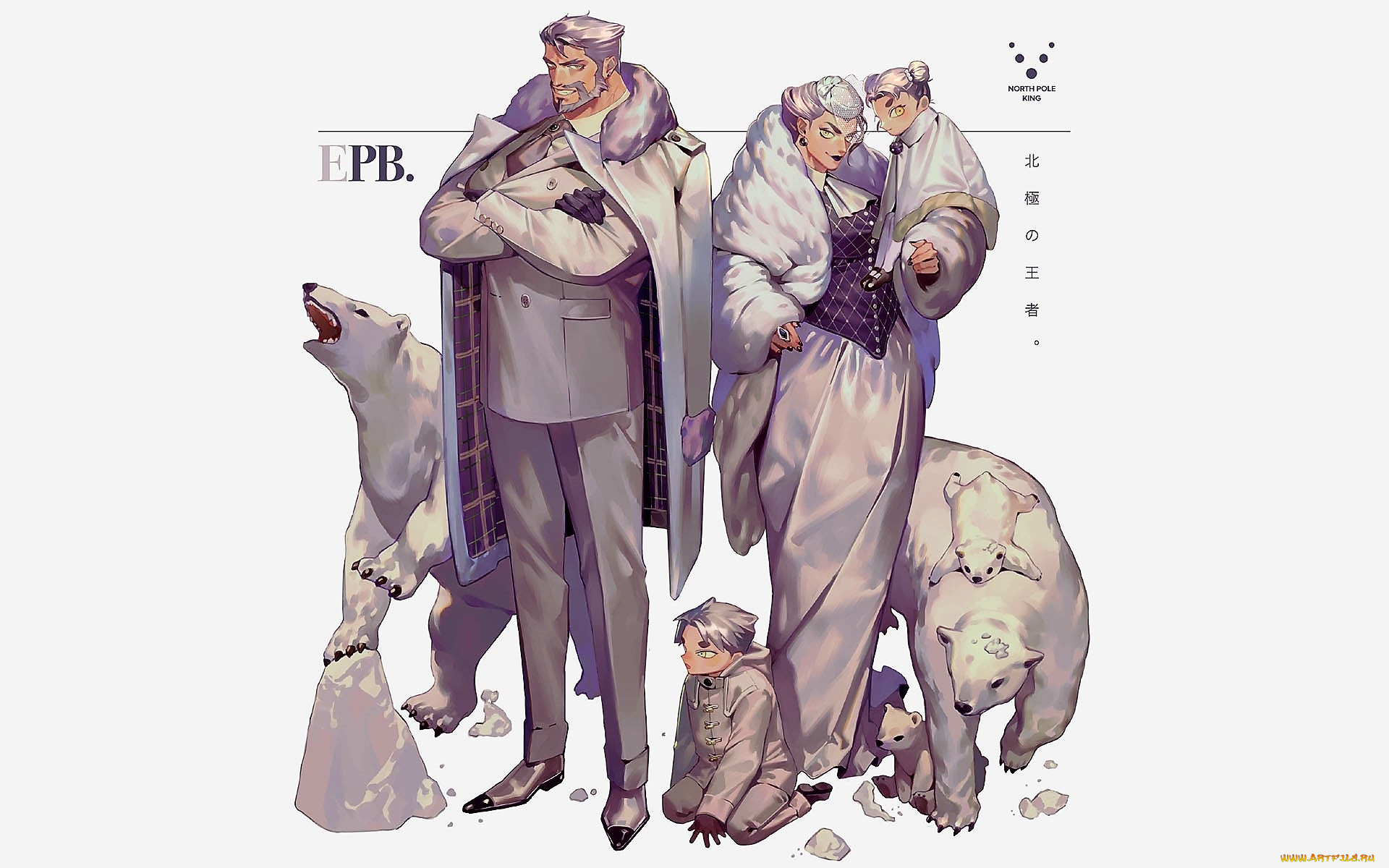 аниме, животные, , существа, семья, медведи