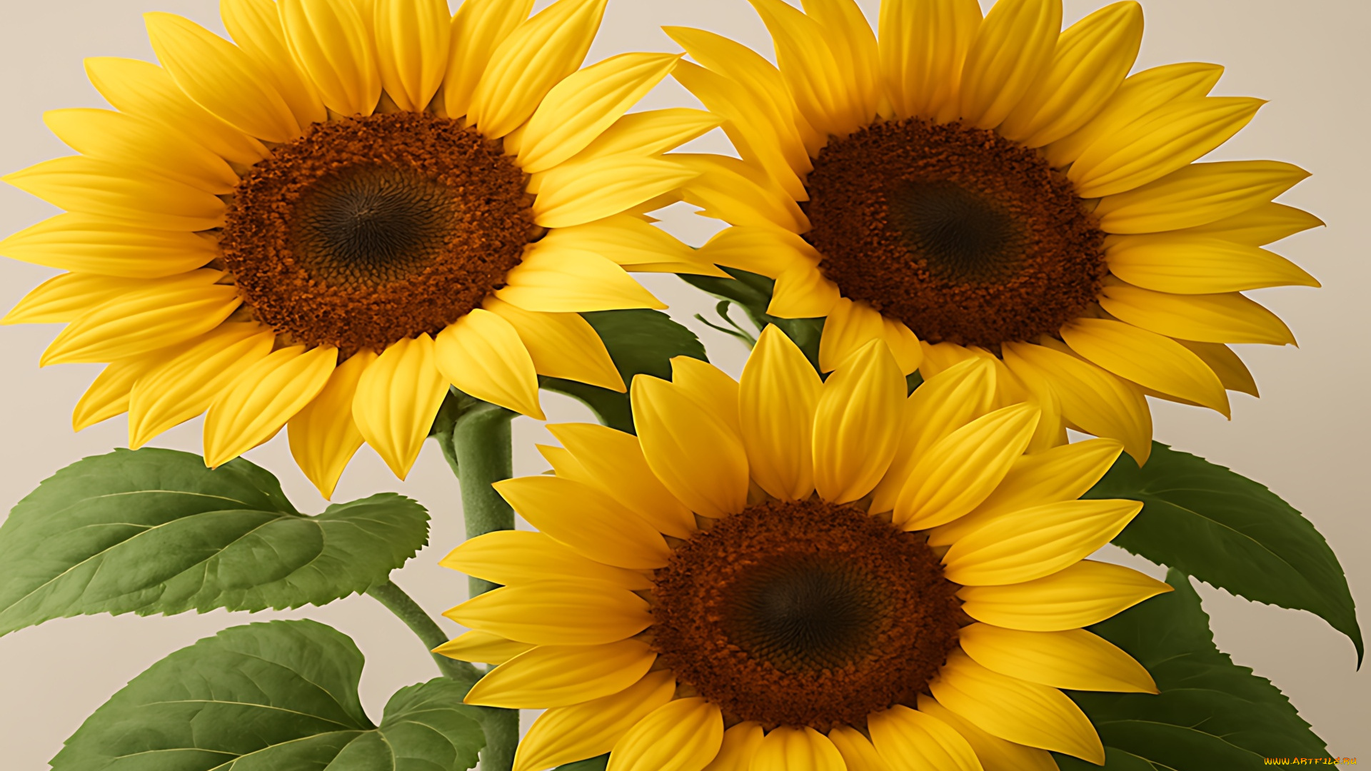 3д, графика, цветы, , flowers, подсолнухи