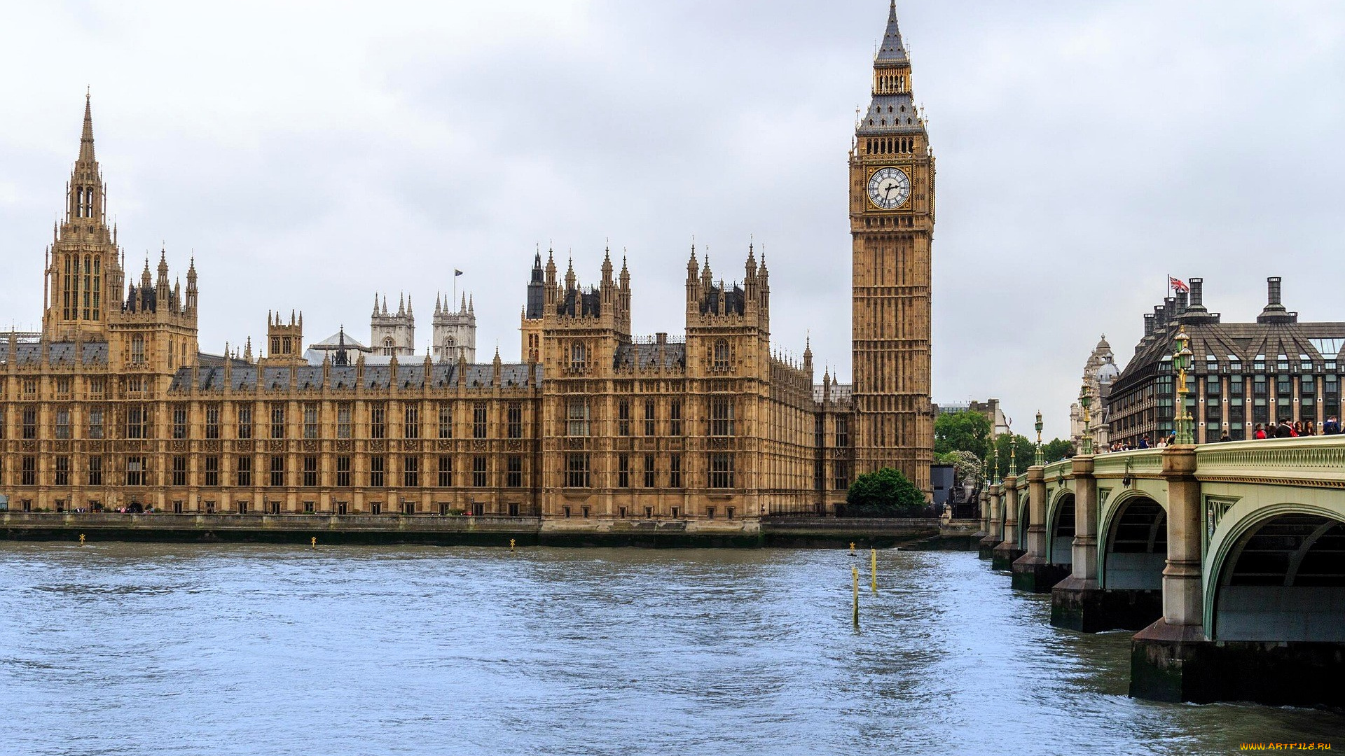 города, лондон, , великобритания, биг, бен, мост, река, темза, парламент