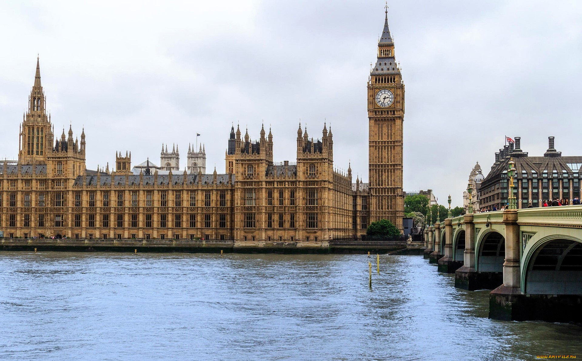 города, лондон, , великобритания, биг, бен, мост, река, темза, парламент