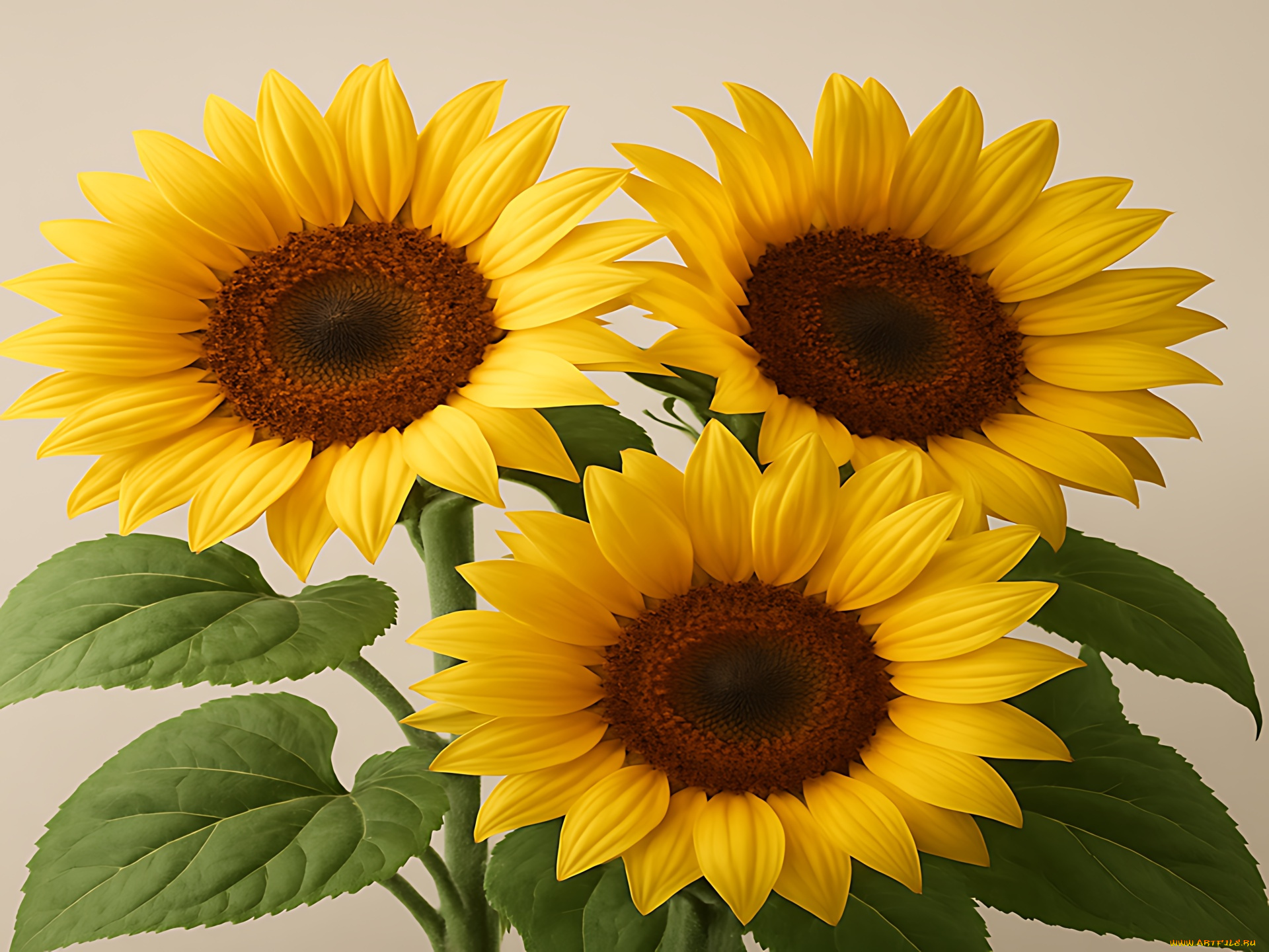 3д, графика, цветы, , flowers, подсолнухи