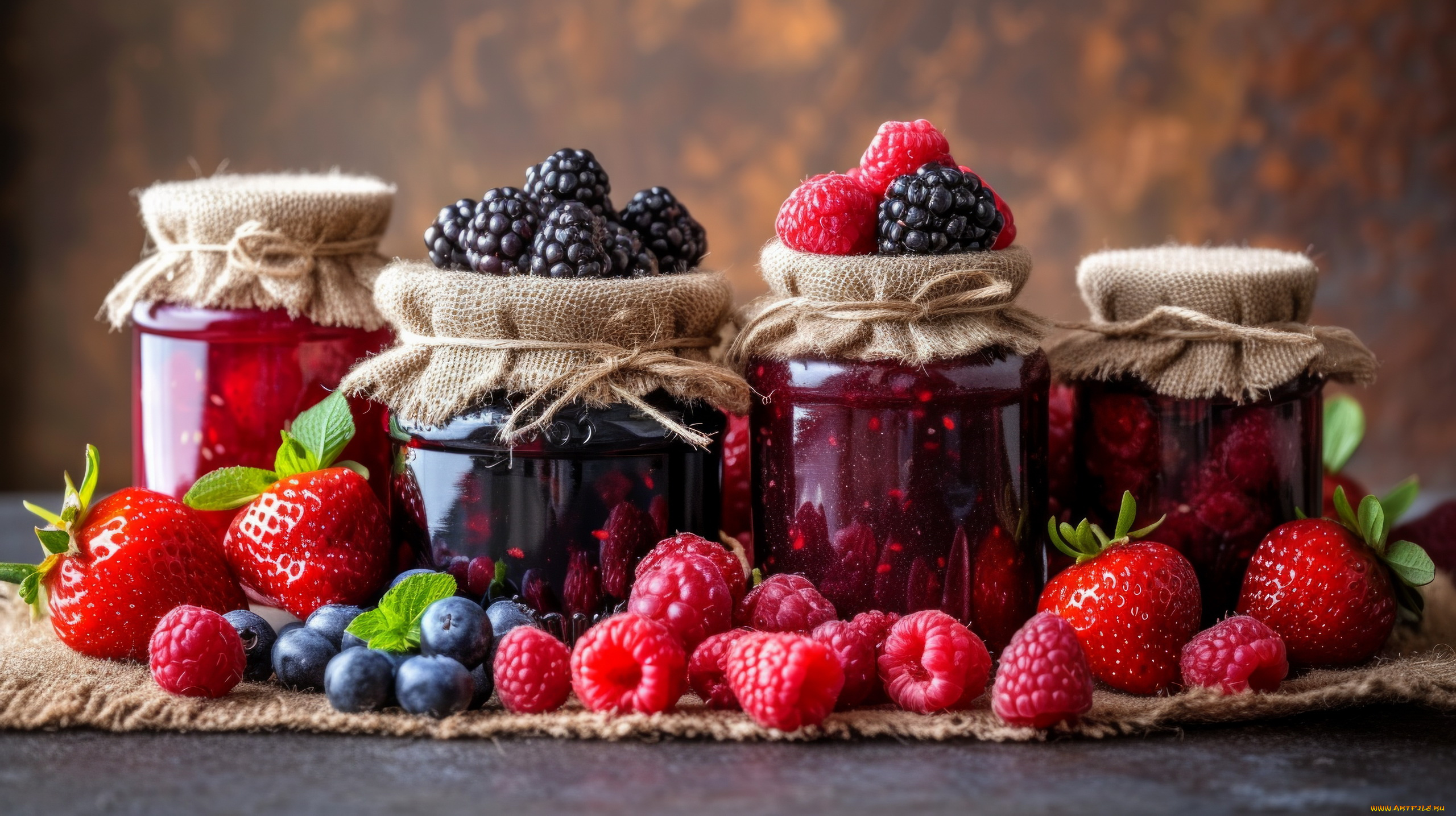 3д, графика, еда-, food, варенье, ягоды, малина, ежевика, клубника, черника