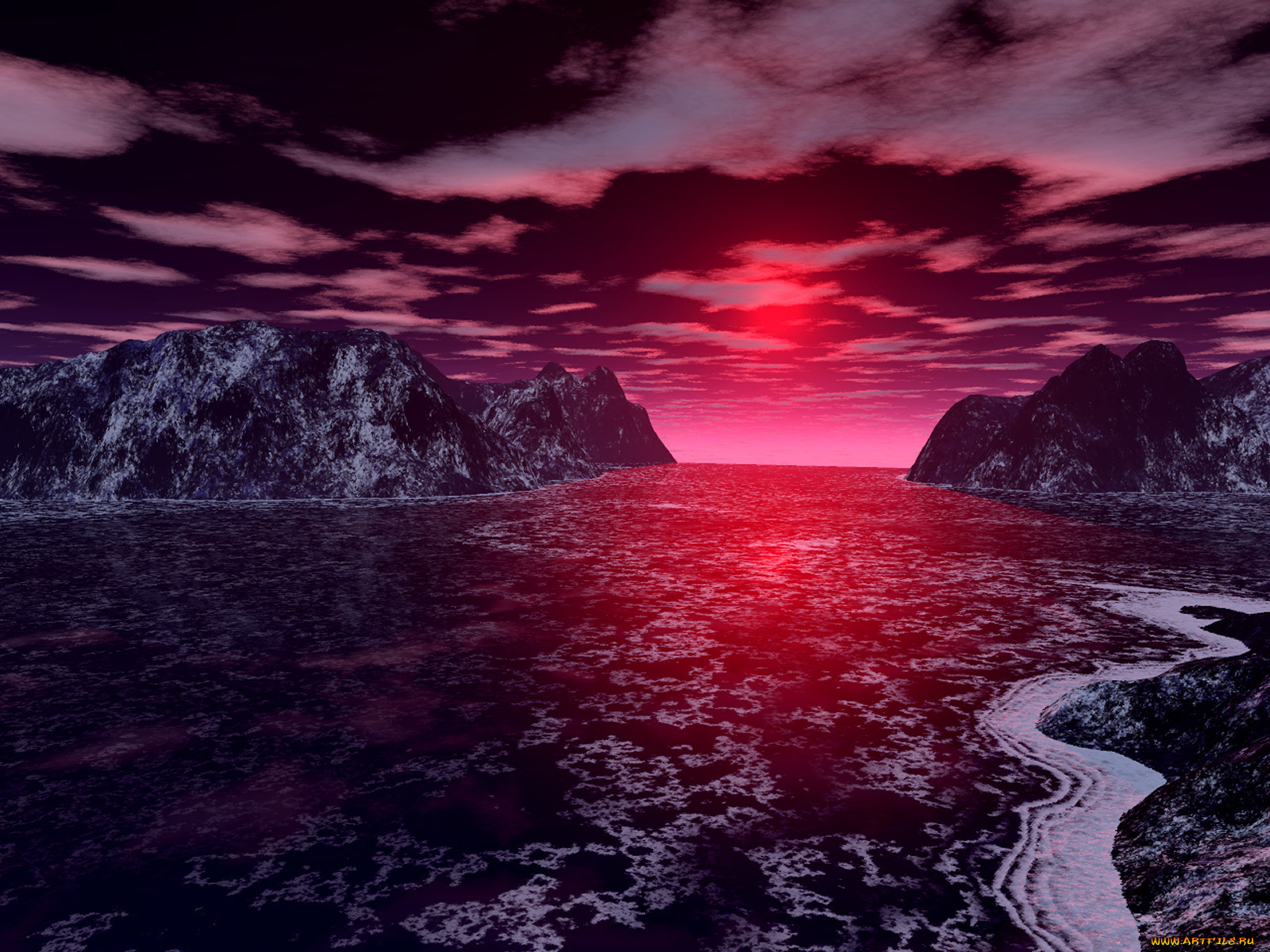 3д, графика, nature, landscape, природа, море, скалы