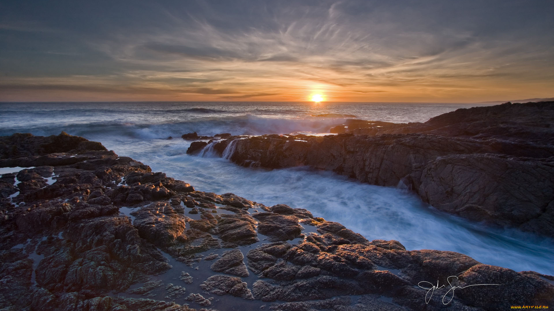 природа, восходы, закаты, камни, закат, море